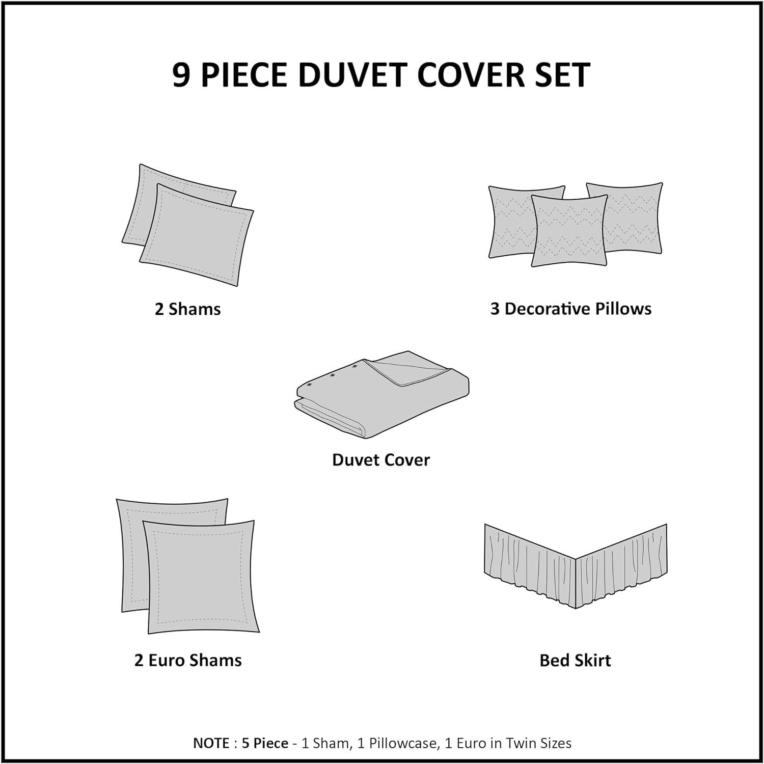 Dawn 9 Piece 100% Cotton Duvet Cover Set