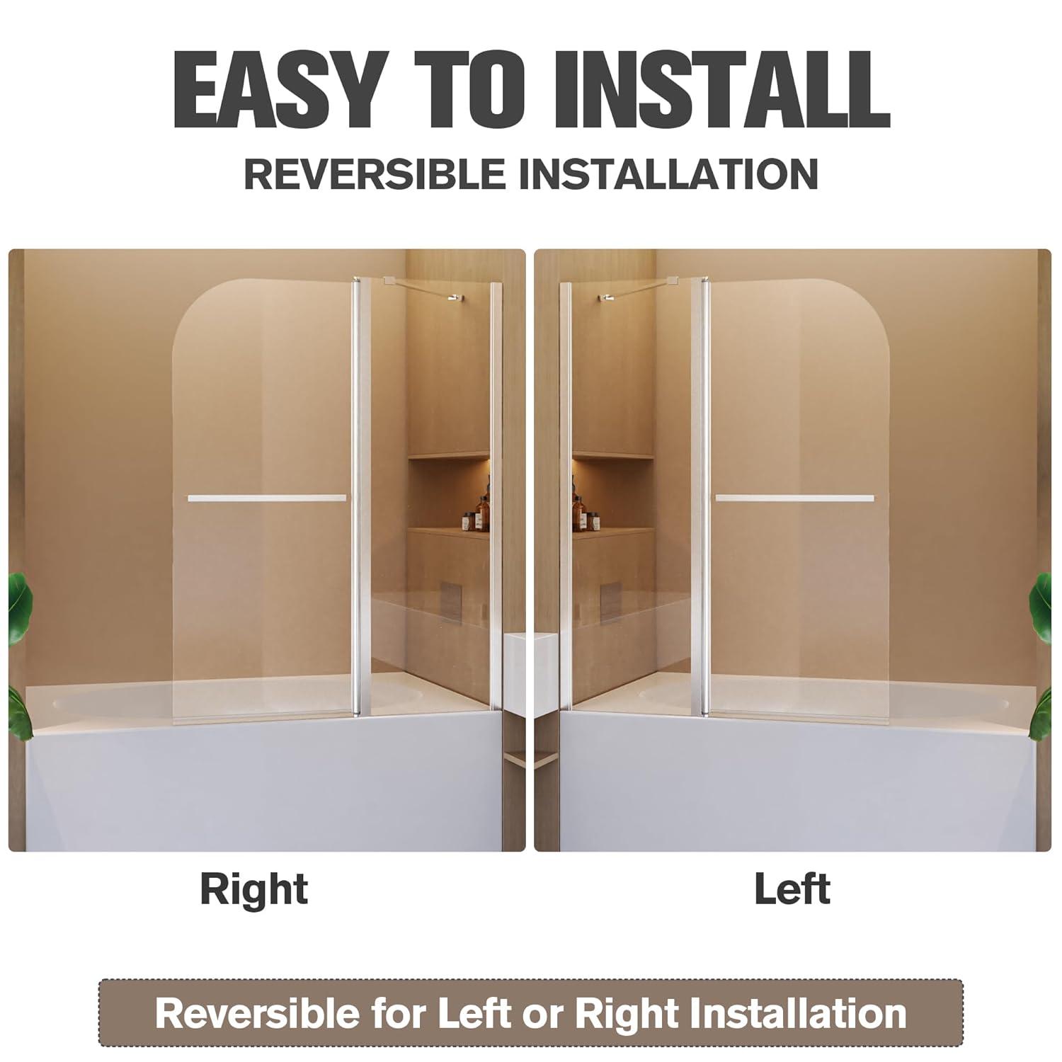 Dimorphos 31"W x 55"H Bathroom Pivot Bi-Fold Shower Tub Door Panel Reversible Installation 11DD161820LL