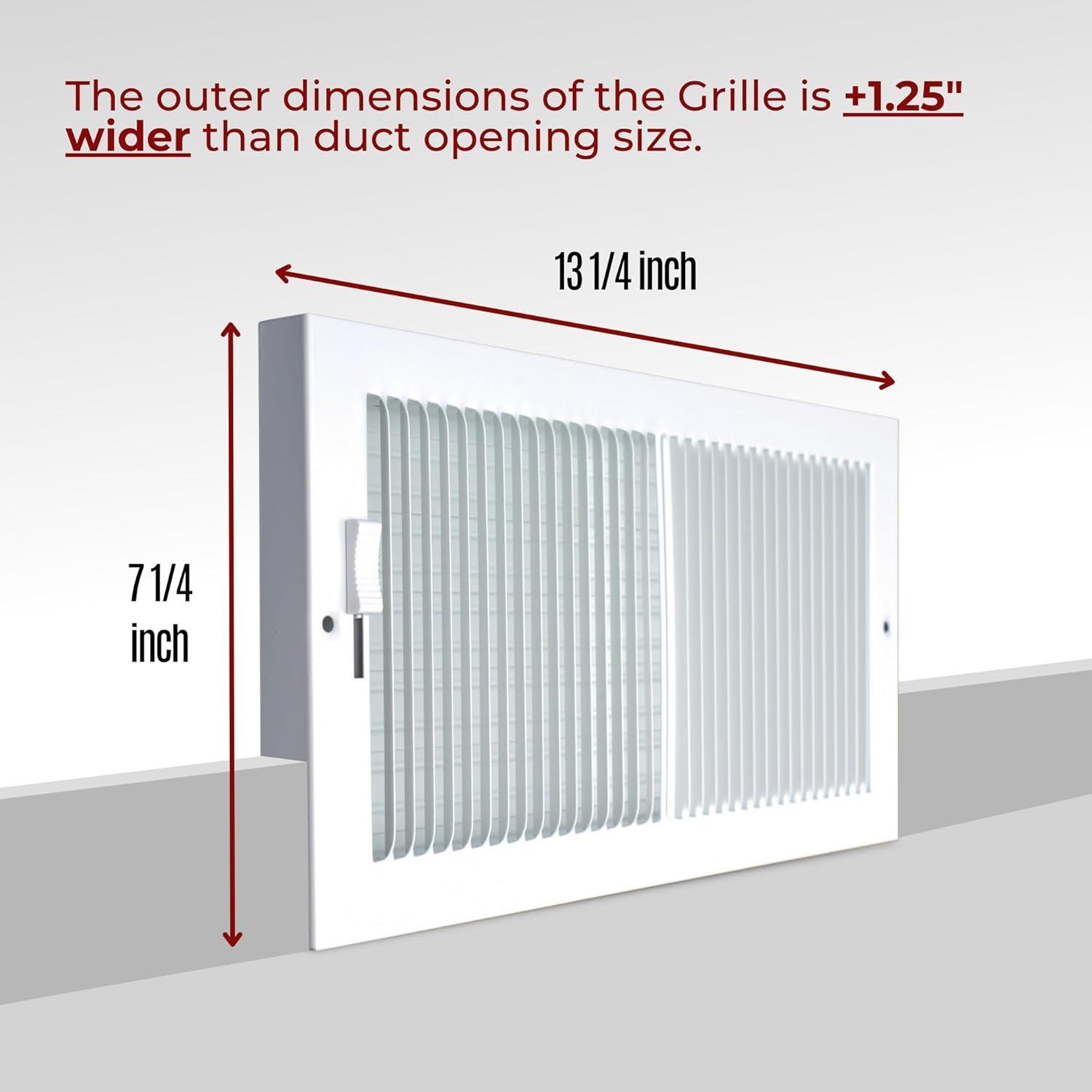 White Steel Baseboard Air Supply Grille with Multi-Shutter Damper