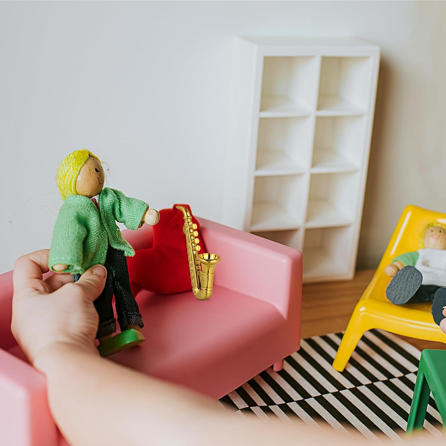 Musical Instrument Decor Mini Instrument Toy for Home Kid Bedroom (Golden, Saxophone Pattern)