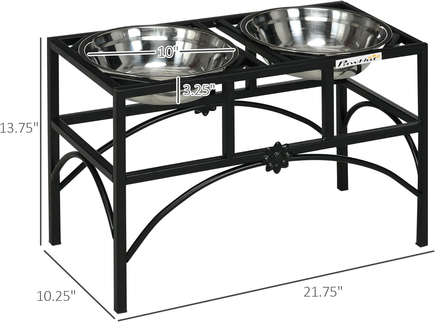 PawHut 22" Double Stainless Steel Heavy Duty Dog Food Bowl Elevated Pet Feeding Station for Medium Sized Dogs