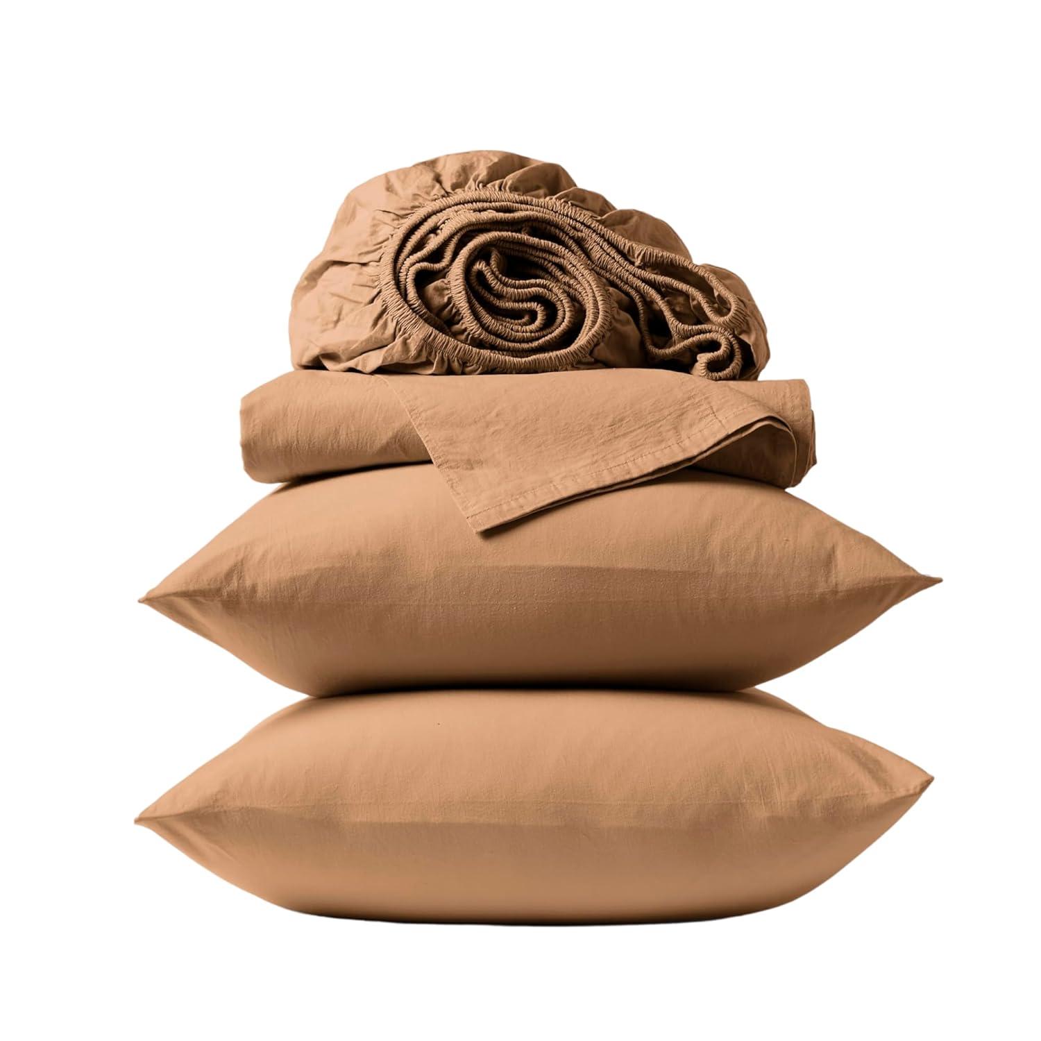 Coyuchi Organic Crinkled Percale 100% Cotton Sheet Set