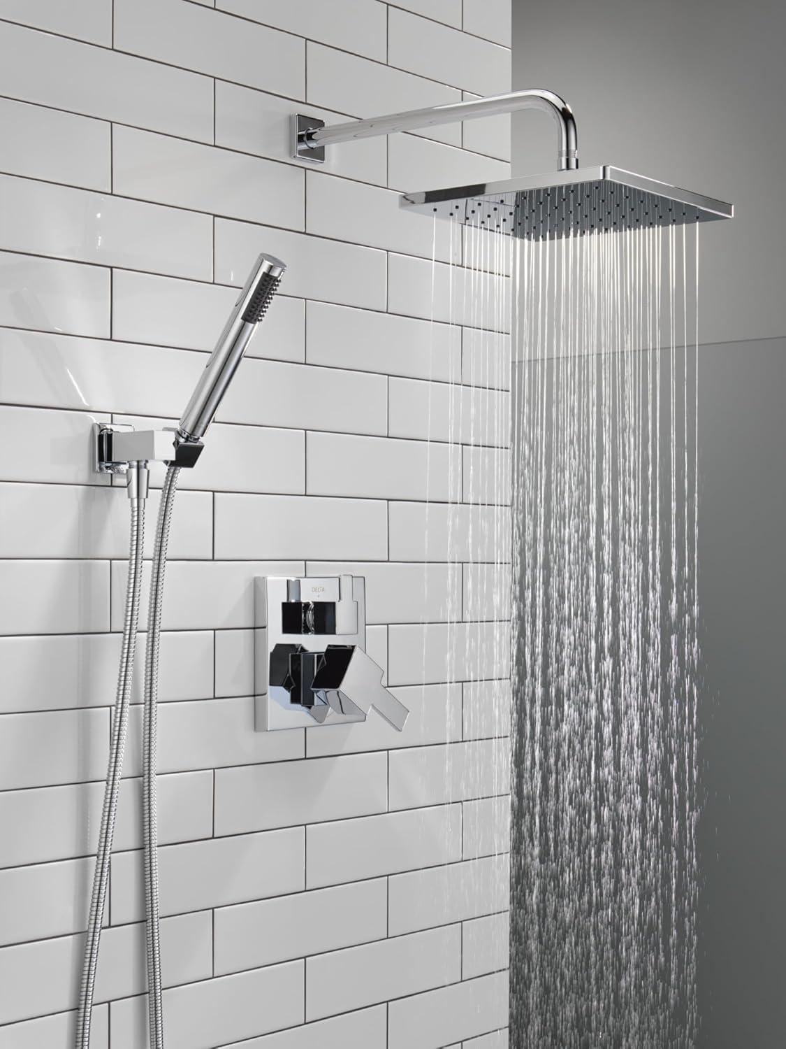 Modern Raincan Square Shower System, Rain Shower Head with Handheld Spray, Shower Faucet Set