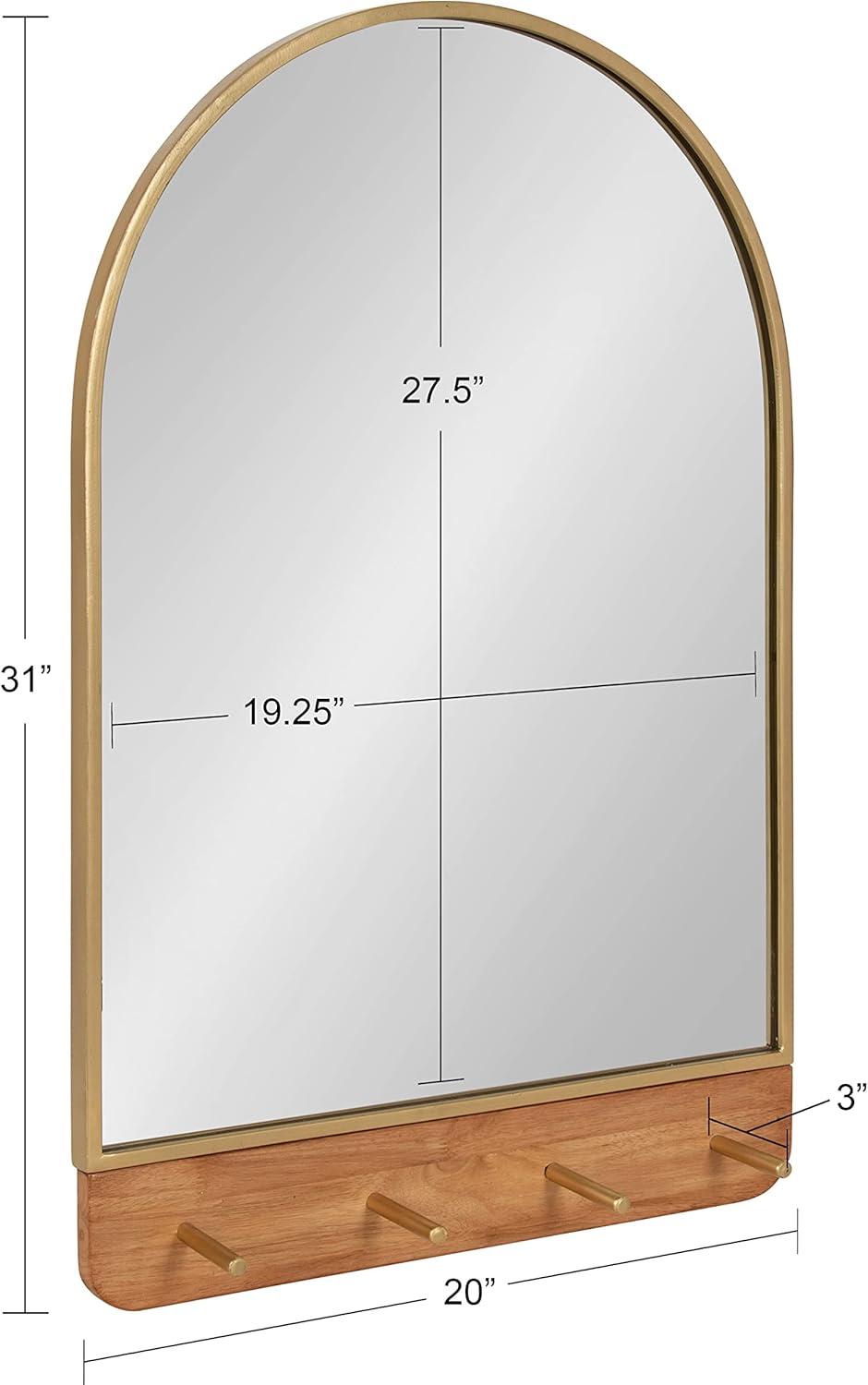 Kate and Laurel Schuyler Arch Wall Mirror with Hooks