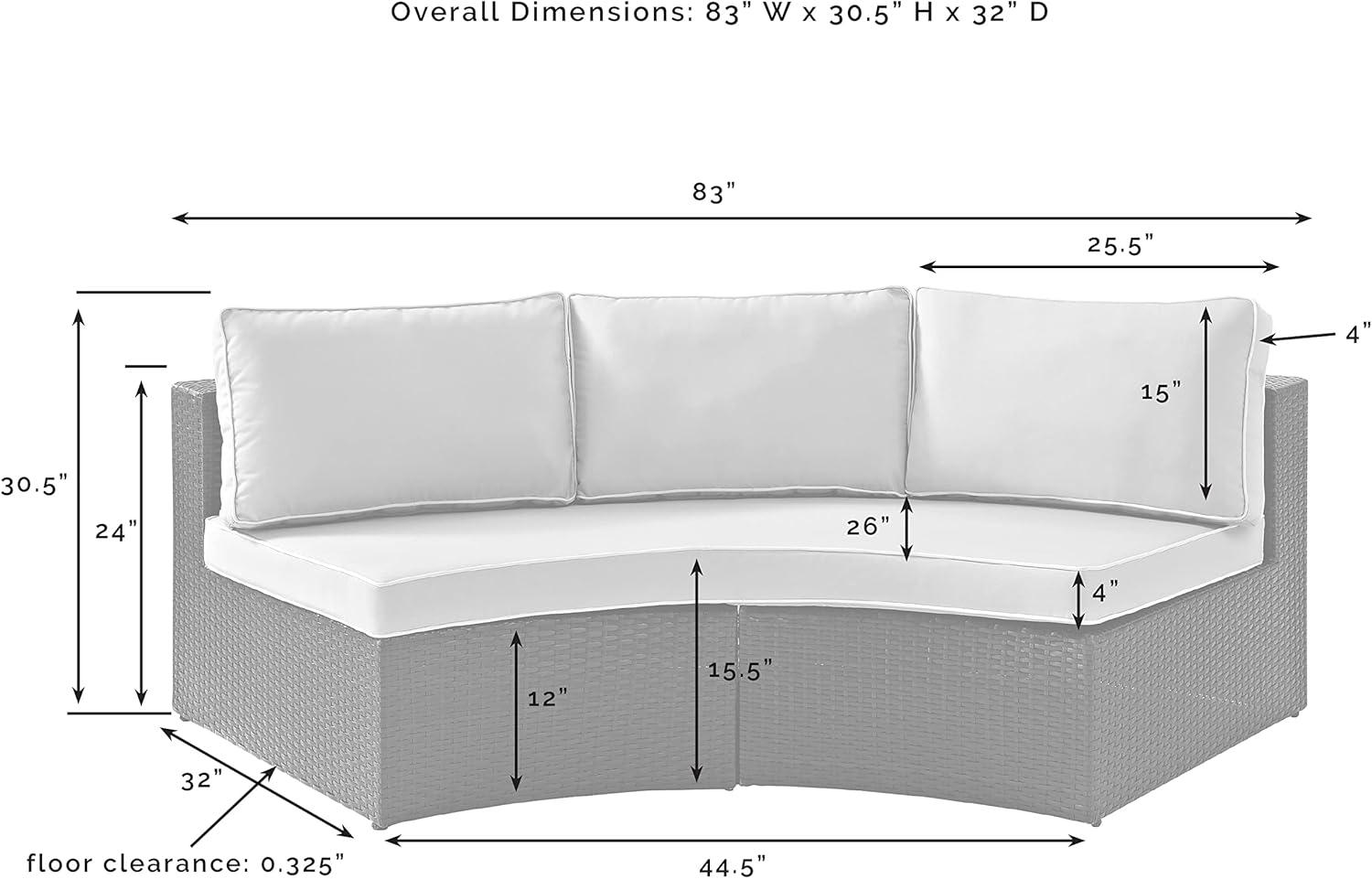 Catalina Outdoor Wicker Round Sectional Sofa  - Sand - Crosley