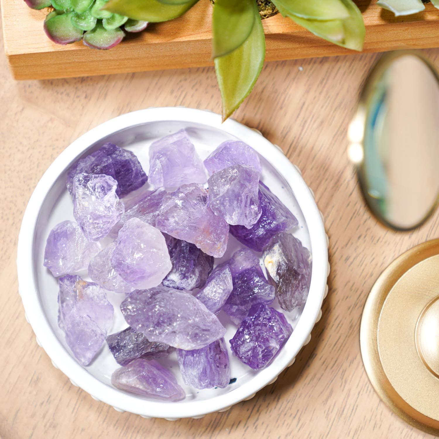 Crystal Allies Materials: 1lb Bulk Rough Amethyst Quartz Stones from Madagascar - Large 1" Raw Natural Crystals for Cabbing, Cutting, Lapidary, Tumbling, and Polishing