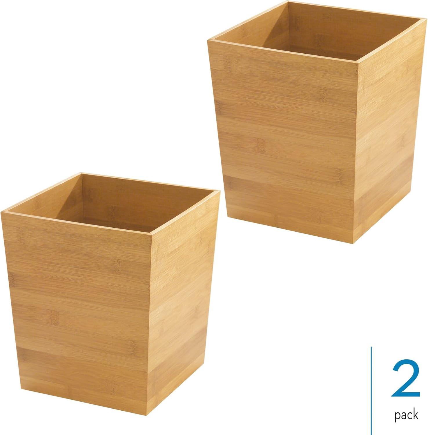 iDesign iDesign Set of 2 Small Bamboo Bathroom Trash Can - Natural (Set of 2)