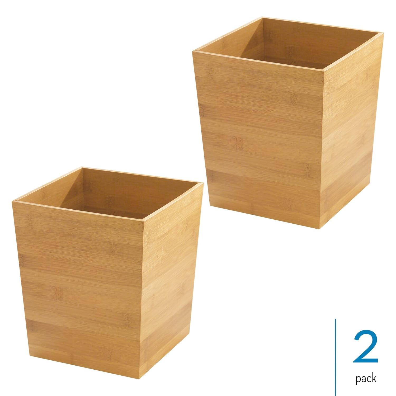 iDesign iDesign Set of 2 Small Bamboo Bathroom Trash Can - Natural (Set of 2)