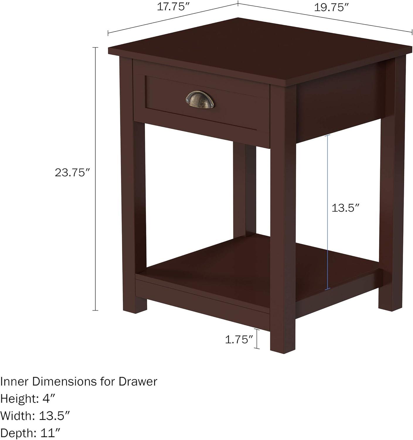 Dark Brown Wood and Metal Shaker Style End Table with Storage