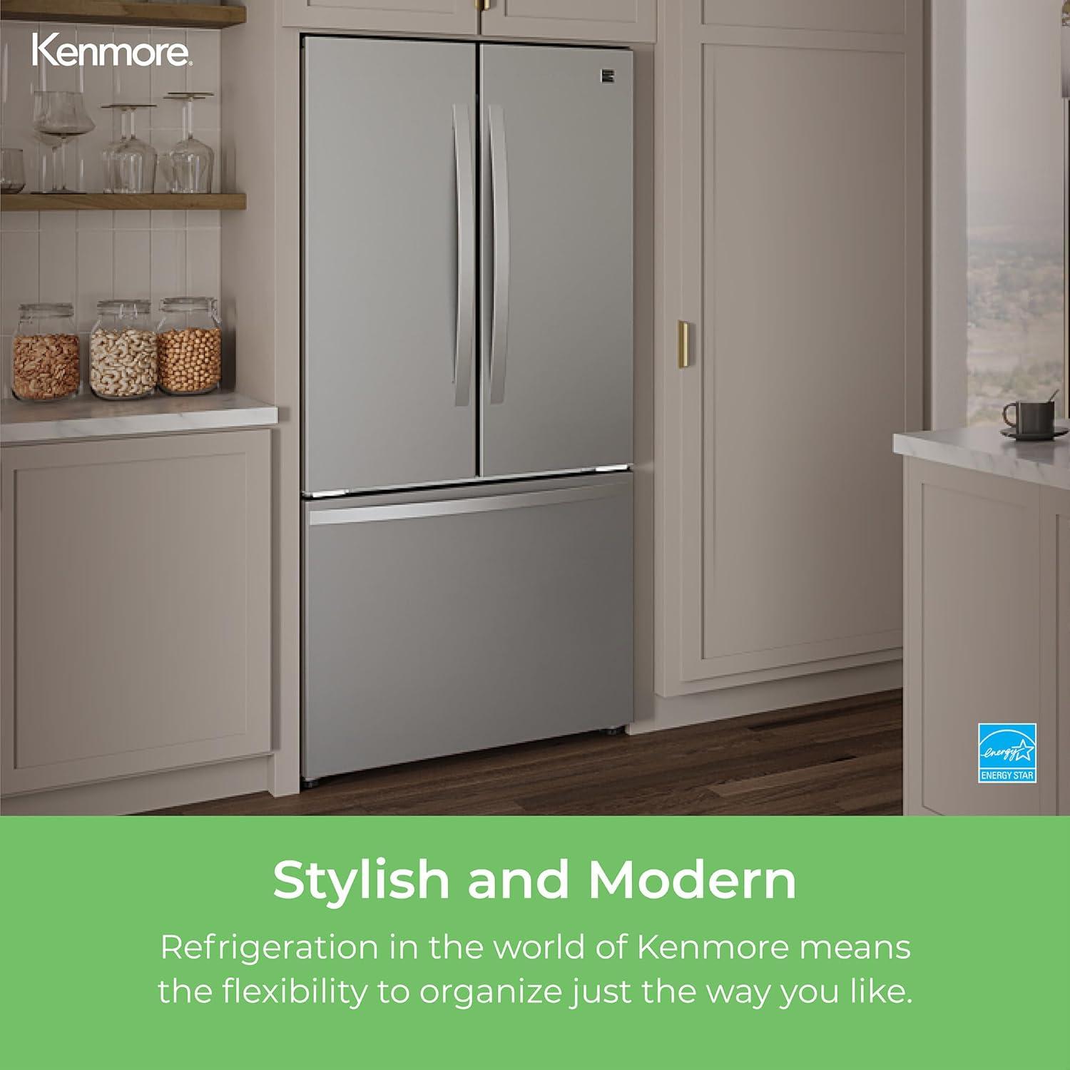 Kenmore 30" 17.5 cu ft Energy Star French Door Refrigerator - Fingerprint Resistant Stainless Steel