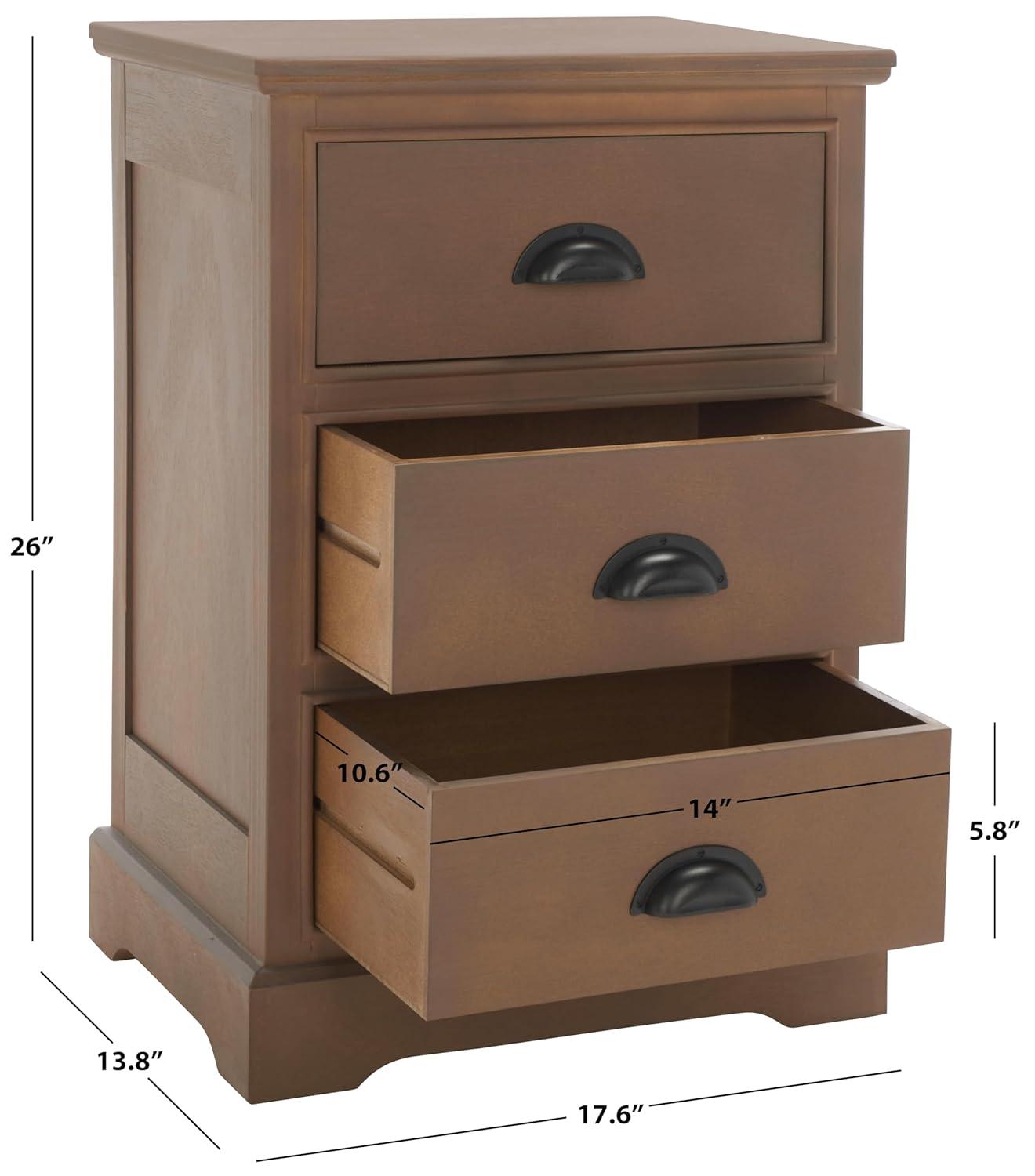 Griffin 3 Drawer Side Table - AMH5717 - Sepia - Safavieh Couture