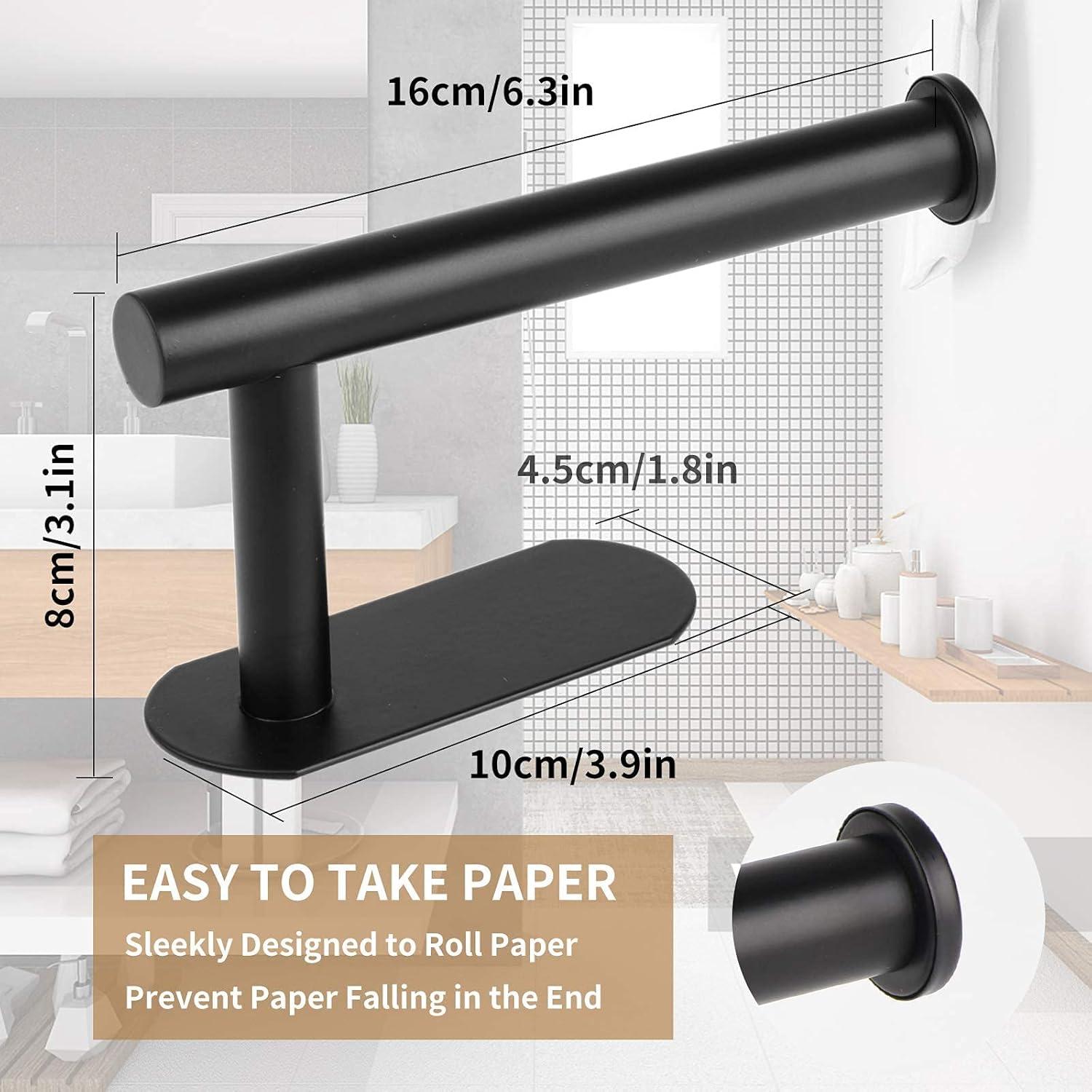 CasaCulina Toilet Paper Holder, Rustproof Adhesive Toilet Paper Holder, Stainless Steel Toilet Roll Holder Self Adhesive, No Drilling Toilet Paper Roll Holder Stick on Wall(1Pack, Matte Black) C33