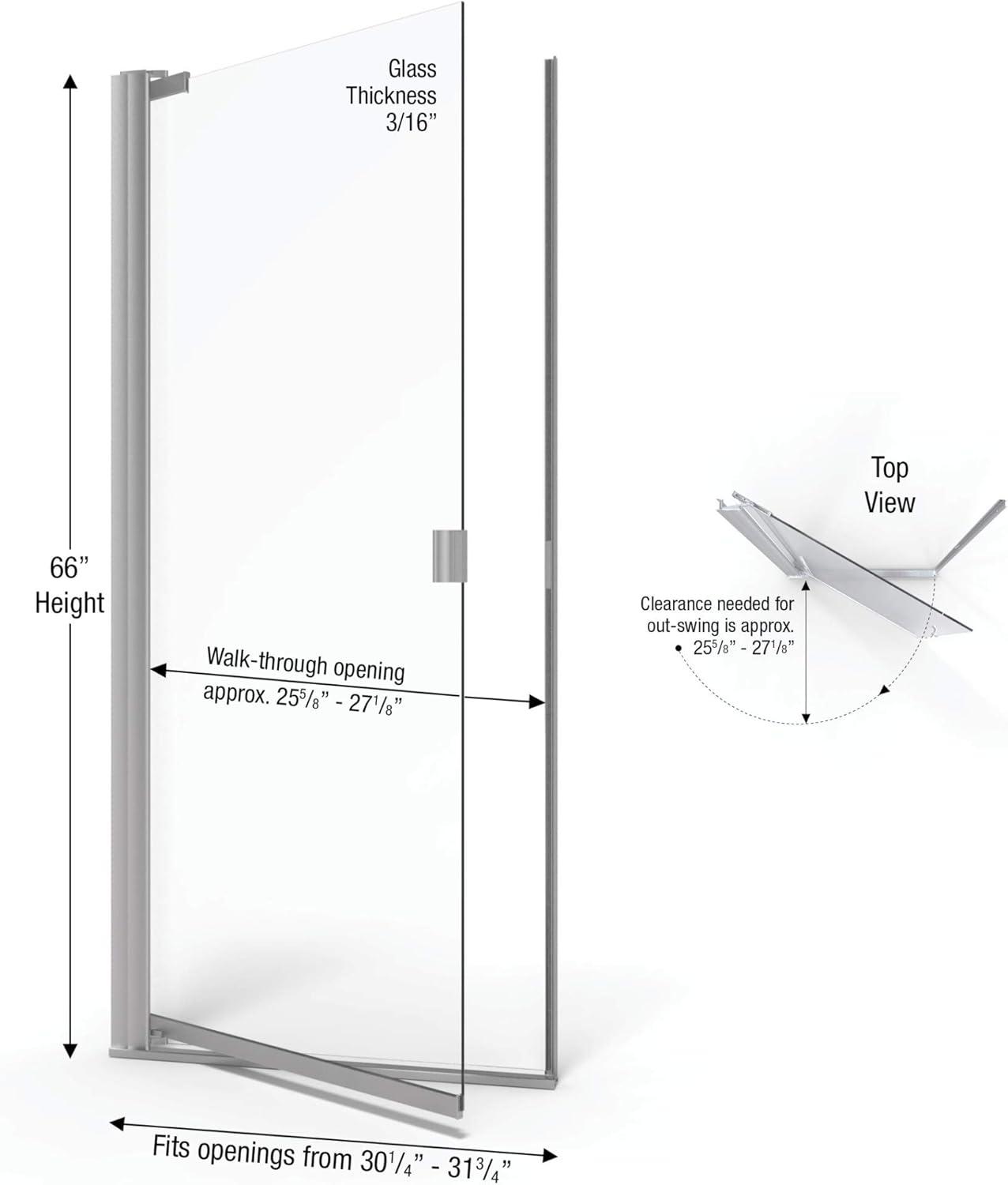 Armon 30.25" W x 66" H Pivot Semi-Frameless Shower Door