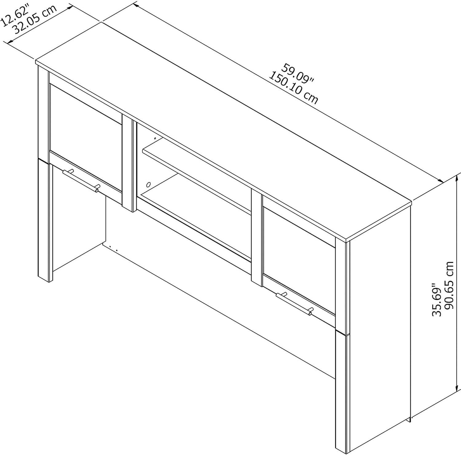 Bush Furniture Somerset 60 in 2-Door Hutch with Open Storage in Hansen Cherry - fits on Somerset 60 in L Desk (Sold Separately)