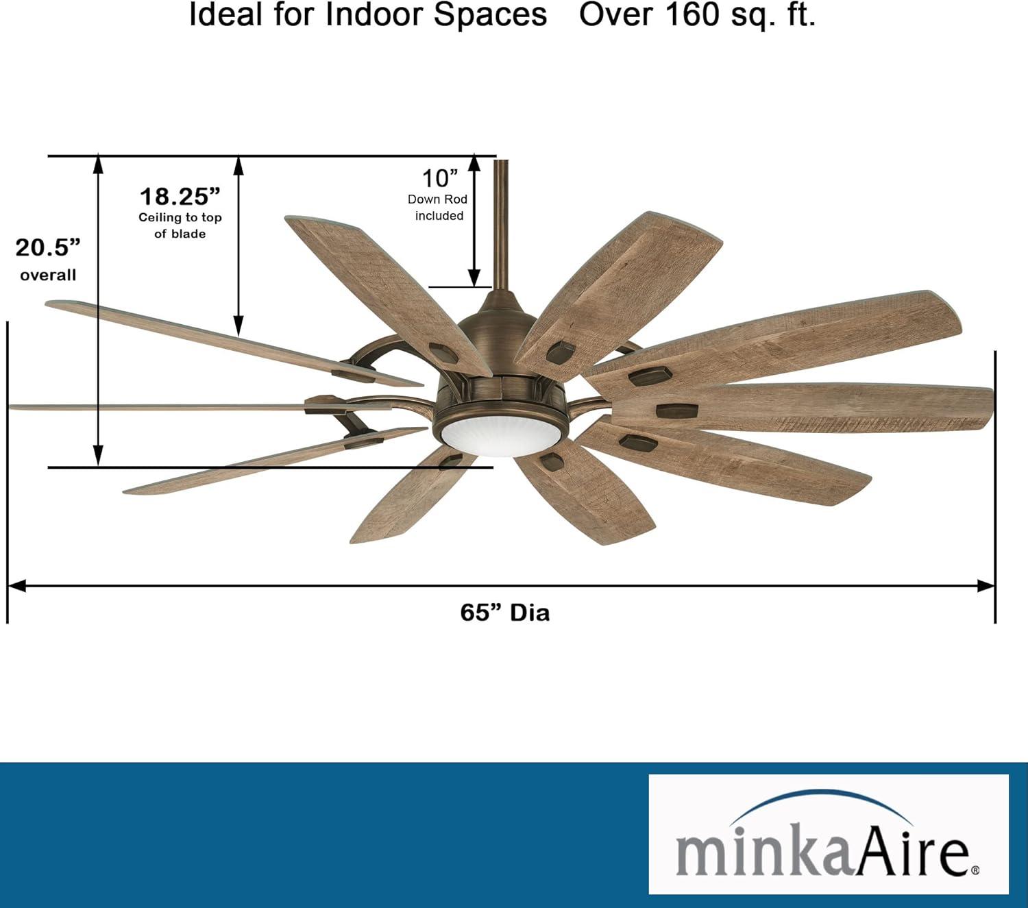65" Barn 10 - Blade LED Smart Standard Ceiling Fan with Remote Control and Light Kit Included