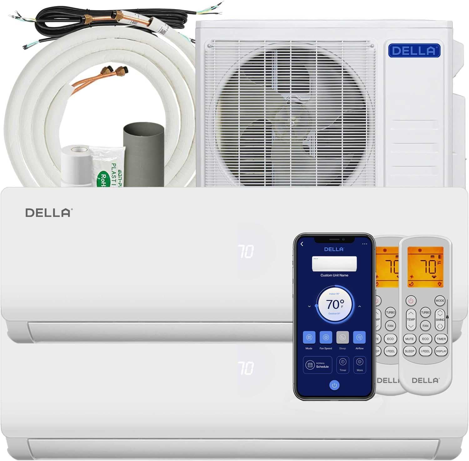 Della Dual Zone 18000 BTU White Ductless Mini Split Air Conditioner