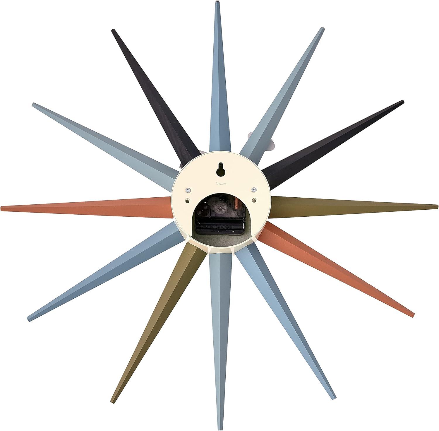 Retro Multi-Color Metal Sunburst Wall Clock