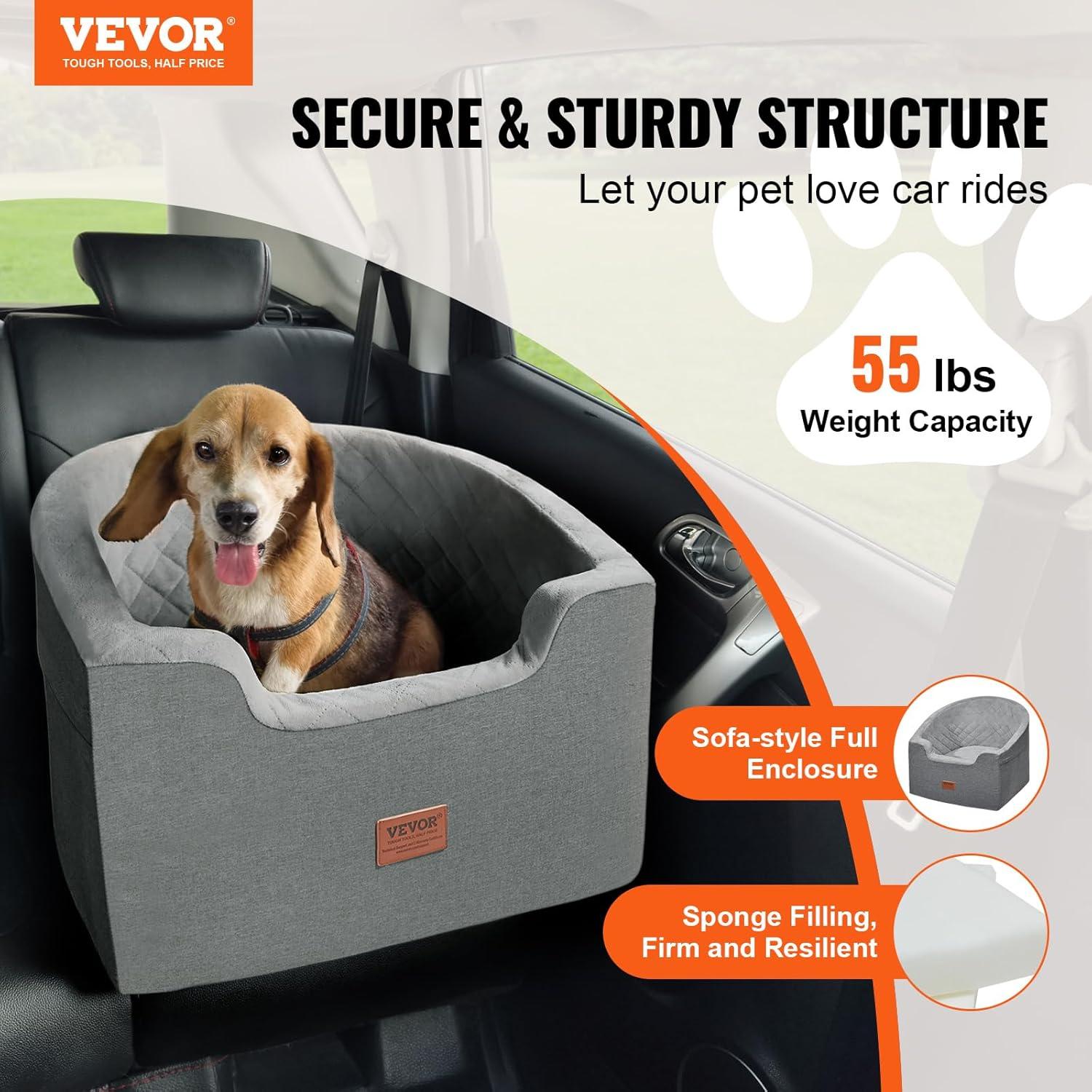 Gray Medium Soft Sided Dog Car Booster Seat