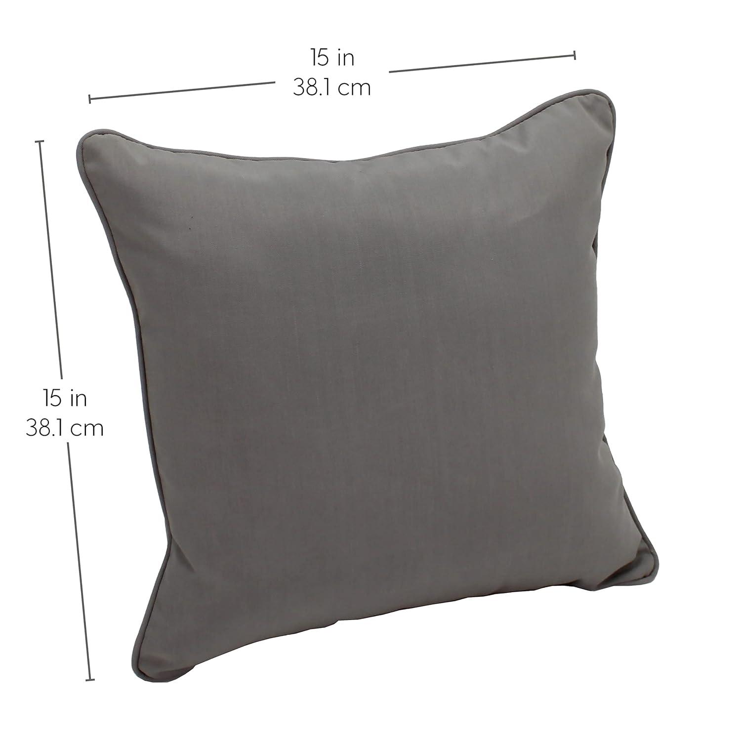 Gray Synthetic Square Indoor/Outdoor Throw Pillow Set with Piping