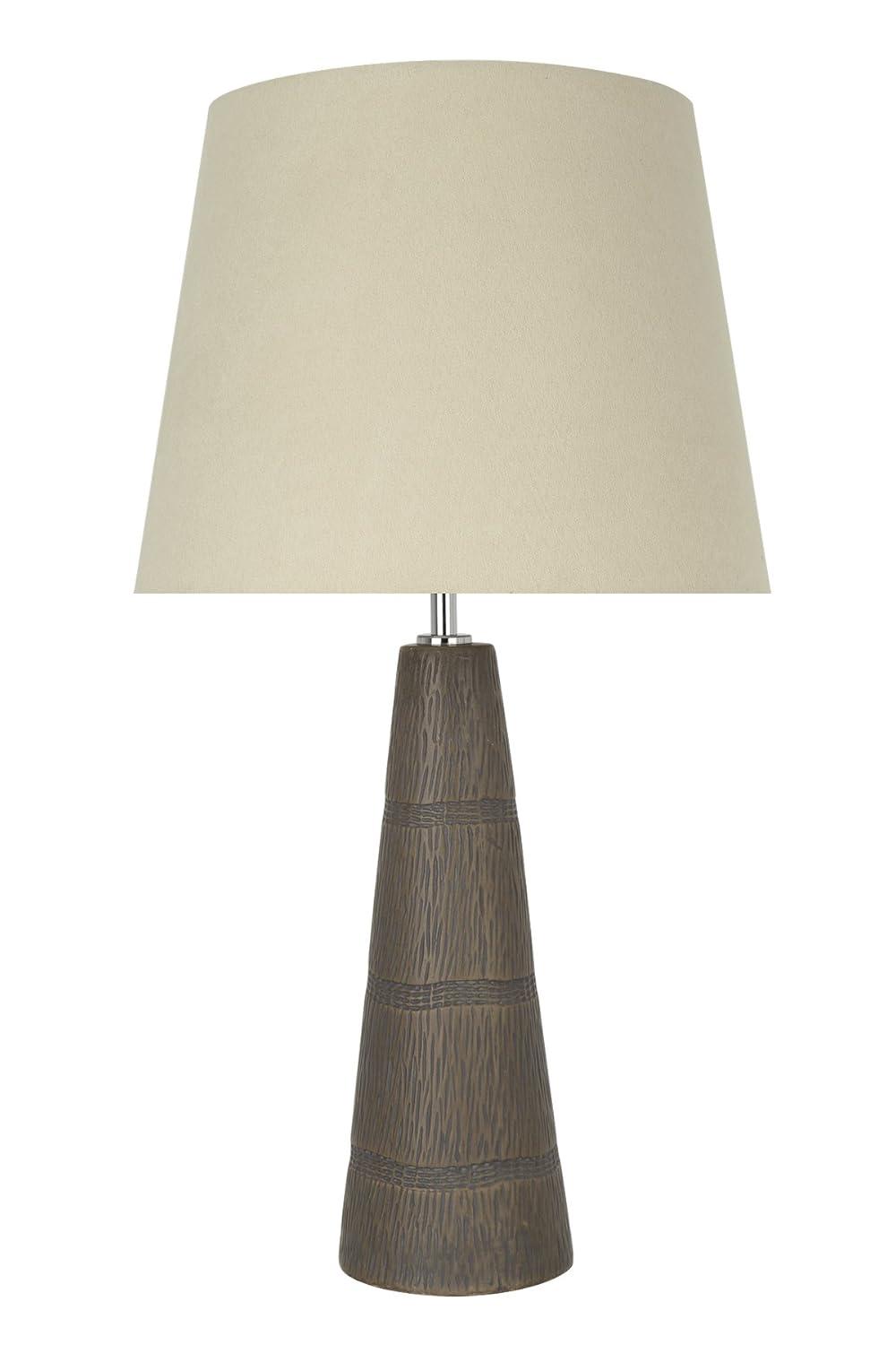 Aspen Creative 40127, 22" High Transitional Ceramic Table Lamp, Faux Wooden Grain Finish with Hardback Empire Shaped Lamp Shade in Beige, 12" Wide