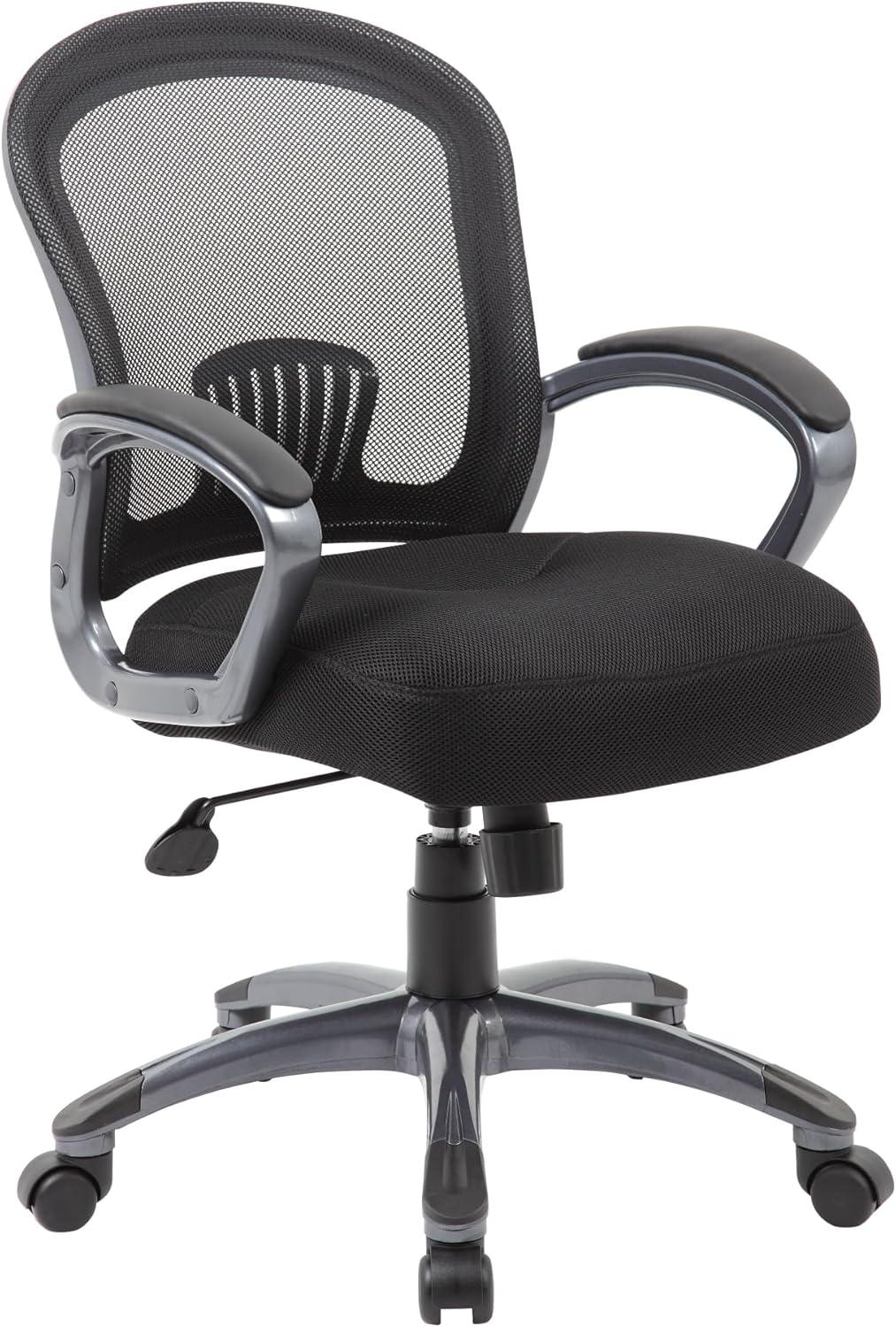 Ergonomic Mesh Task Chair Black - Boss: Swivel, Lumbar Support, Adjustable Height