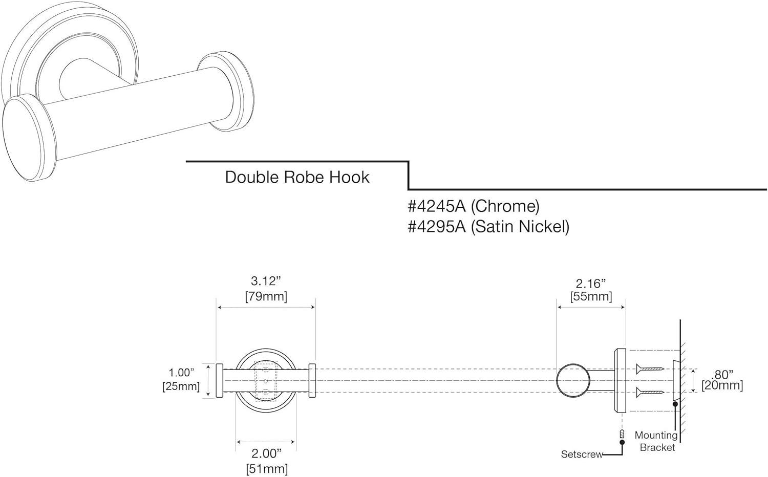 Latitude II Wall Mounted Robe/Towel Hook