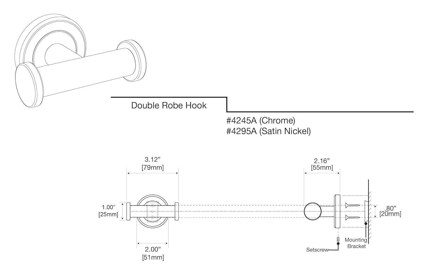 Latitude II Wall Mounted Robe/Towel Hook
