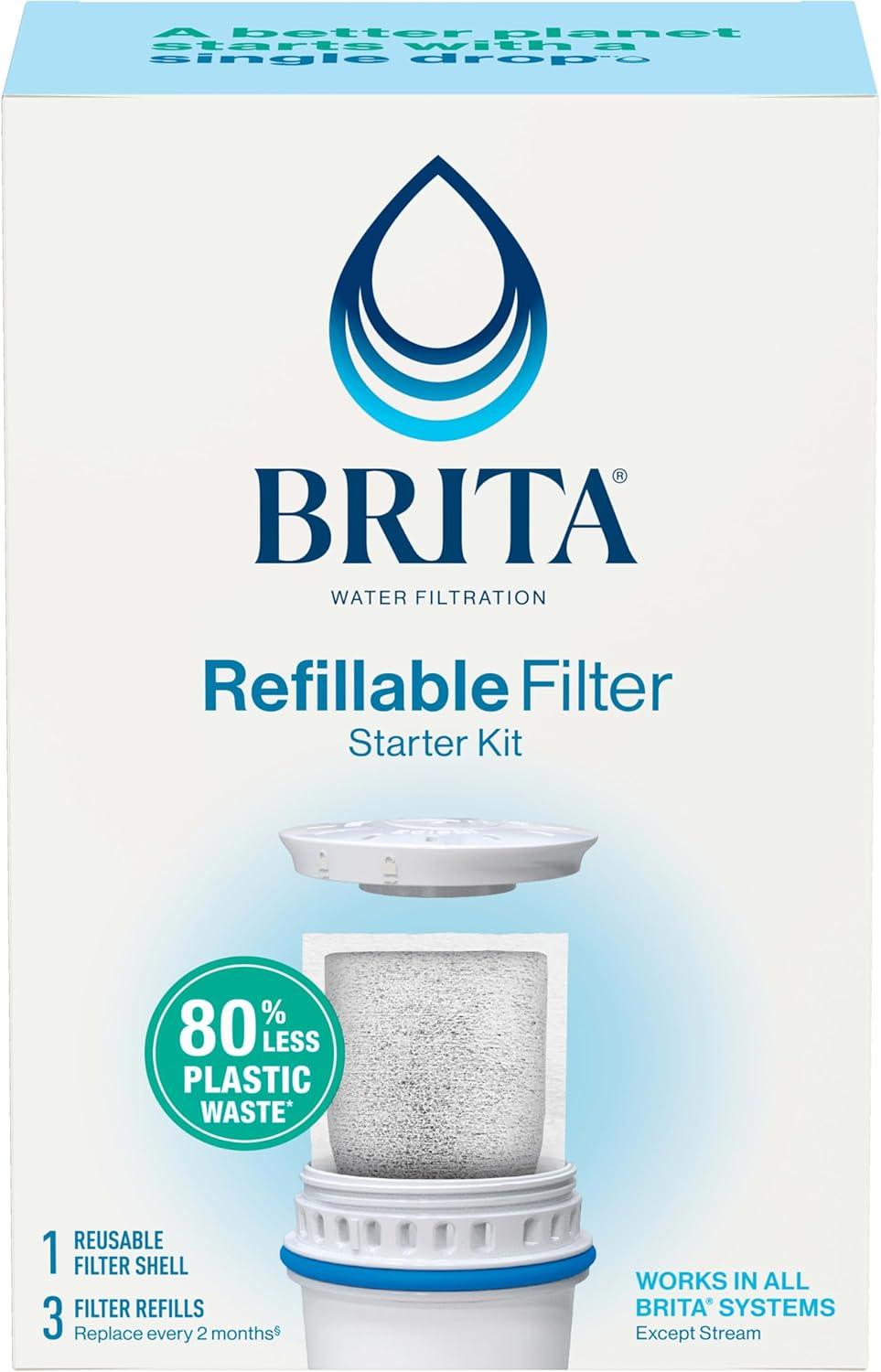 Brita Refillable Filter Starter Kit 3pk: Replacement Water Filters for Pitchers & Dispensers, Filters Chlorine