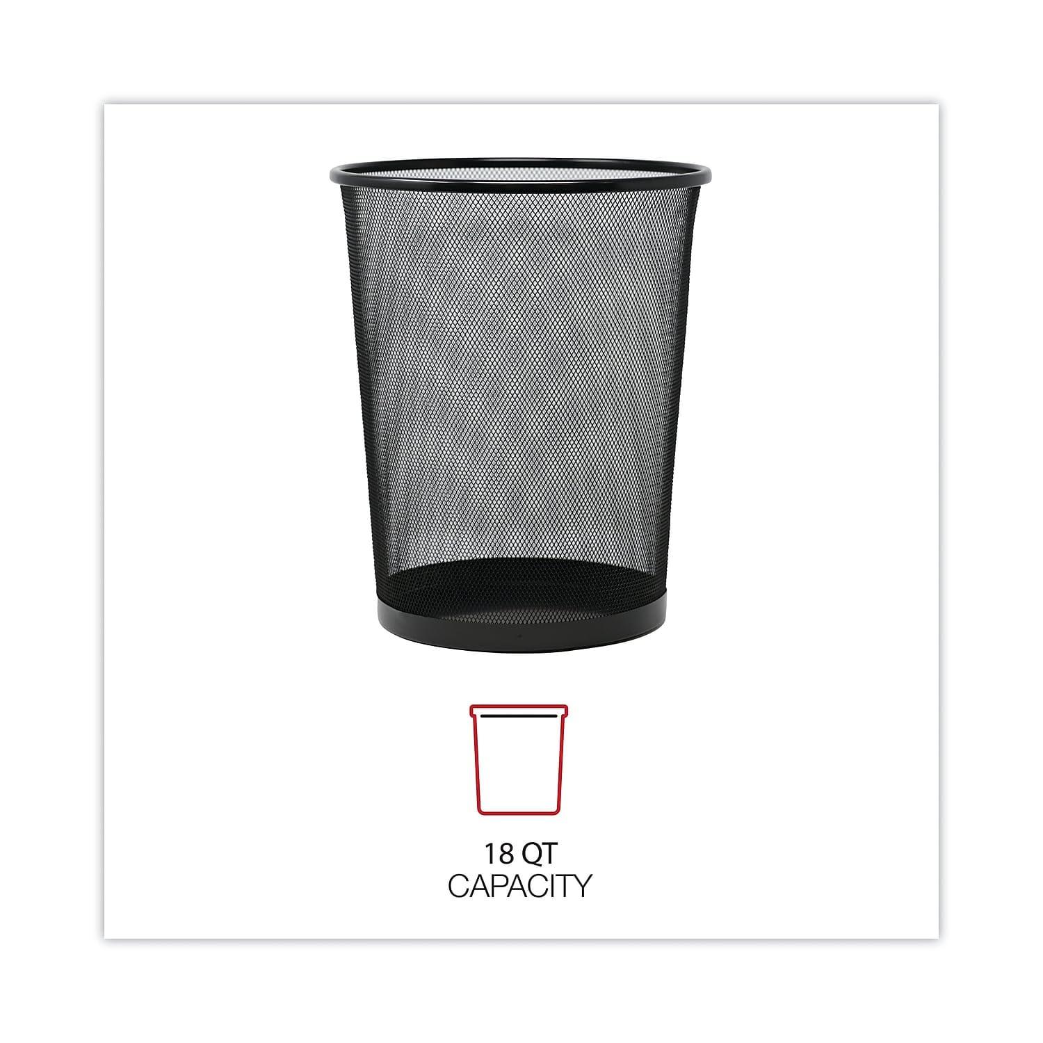 Black Steel Mesh Office Waste Basket - 4.5 Gallons