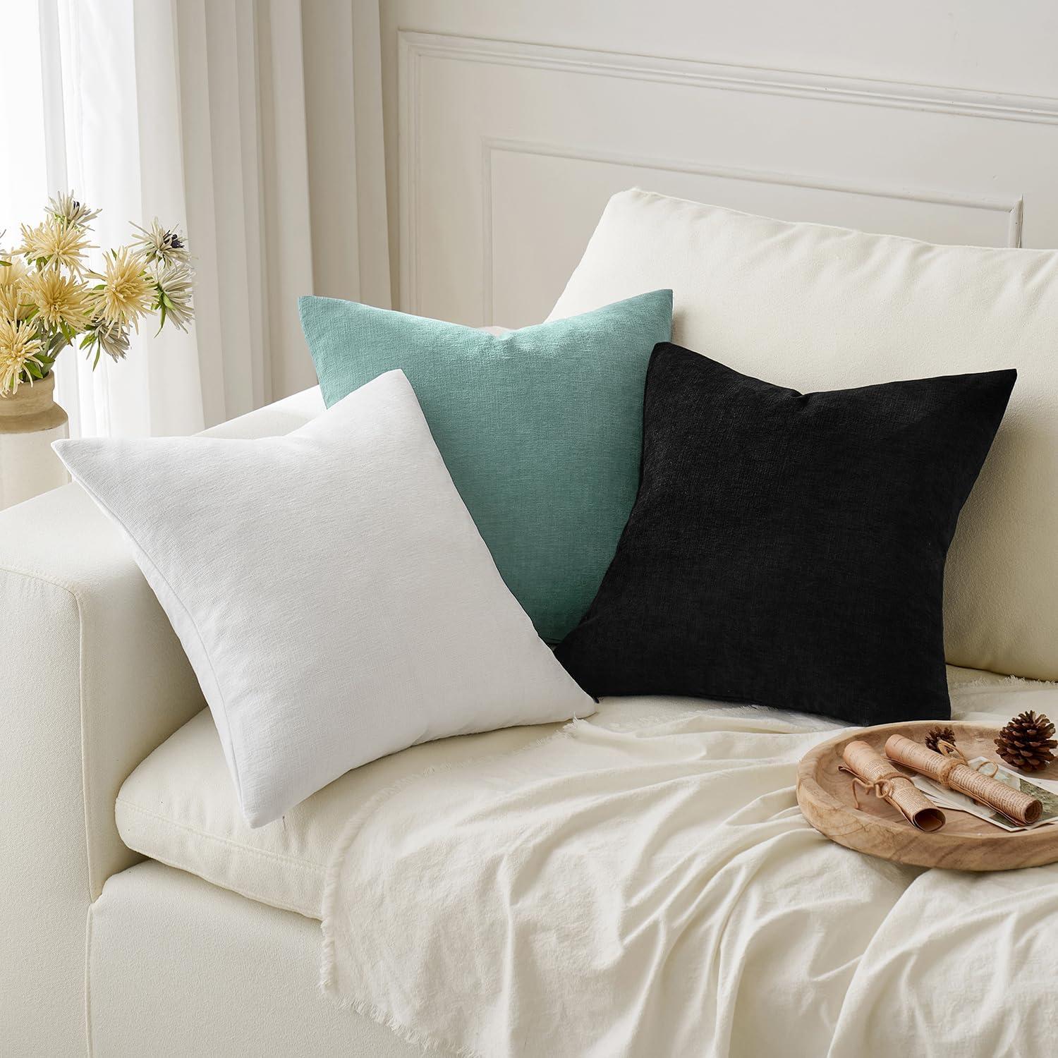 MIULEE Pack of 2 Decorative Linen Pillow Covers 18x18 Inch Brick Farmhouse Soild Neutral Throw Pillow Covers Soft Accent Decorative Pillowcases Home Decors for Couch Sofa Bed Living Room