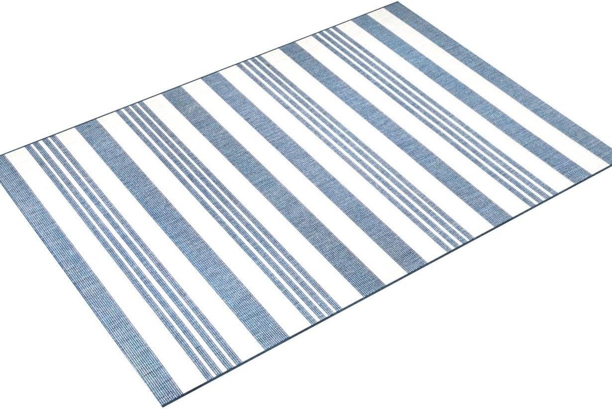 Nuloom Robin Striped 10x14 Indoor/Outdoor Area Rug for Living Room Patio Deck Front Porch Kitchen, Blue/Ivory
