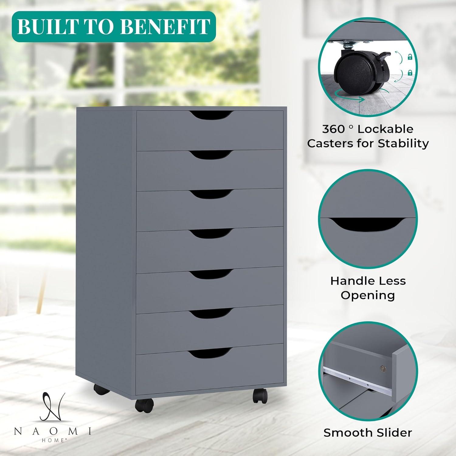 Naomi Home 9-Drawer Office Storage Cabinet - Color: Gray, Size: 9 Drawer