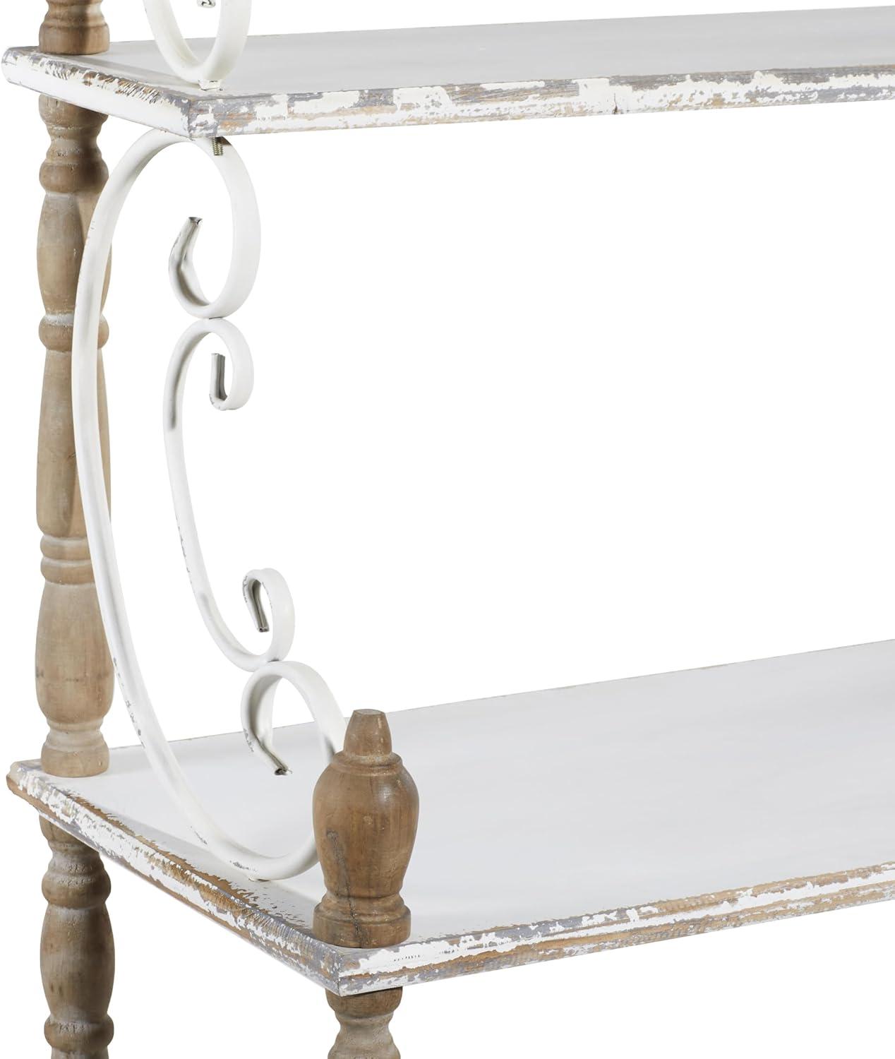 75" x 32" Farmhouse Wood Shelving Unit Off White - Olivia & May: 5-Tier Storage Bookcase