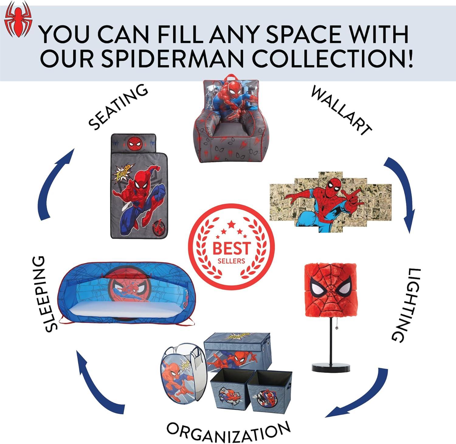 Marvel Spiderman Soft Plush Kids' Table Stick Lamp Light, 15", Red, Plug-In, 1-Light