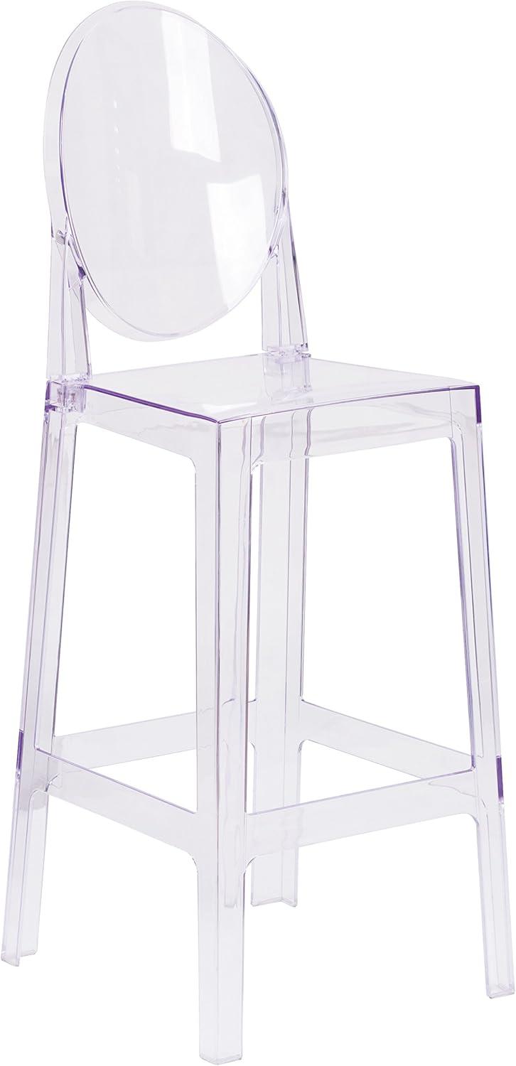 Flash Furniture Ghost Barstool with Oval Back in Transparent Crystal