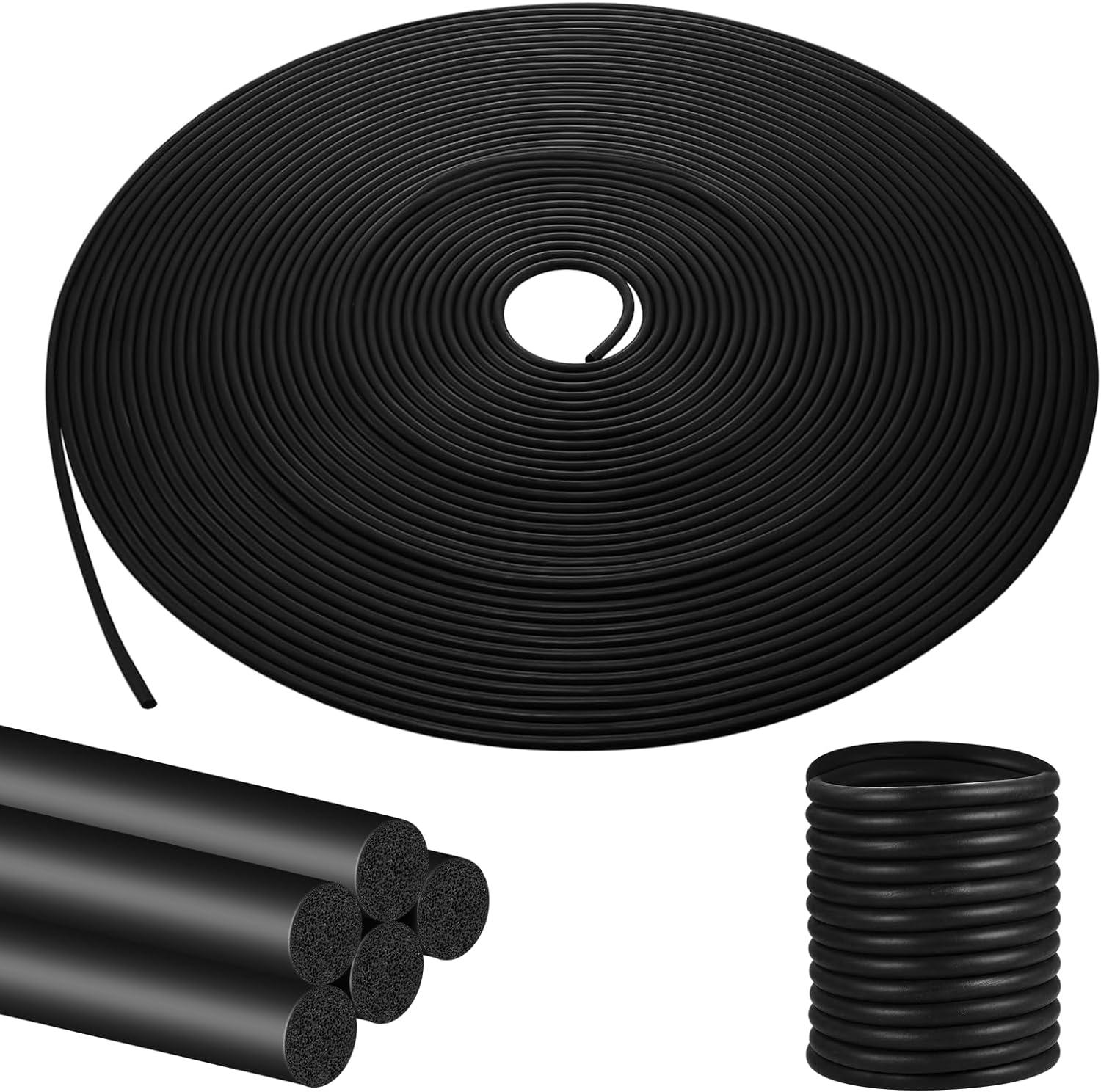 Black Foam Rubber Backer Rod for Gaps and Joints, 1/4 Inch x 100 ft