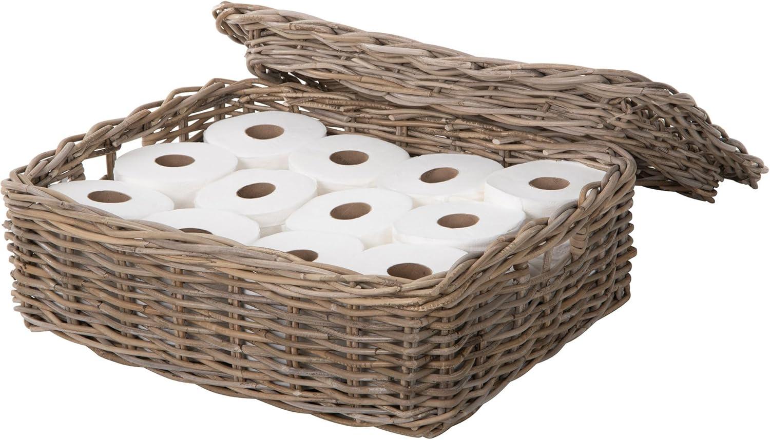 Kouboo Rectangular Underbed Storage Bin with Lid - Rattan Basket for Clothes, Blankets, Pillows - Lightweight Wicker Storage Unit - 8 in. H x 23 in. L x 17.5 in. W - from
