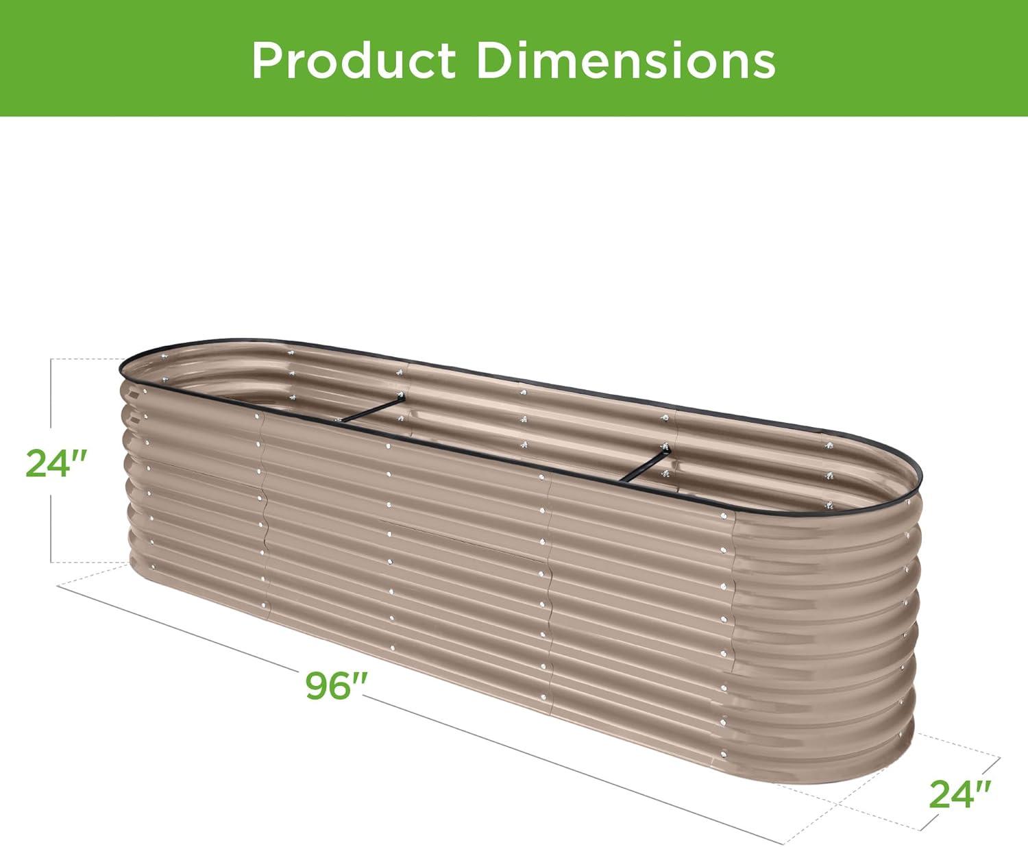 Best Choice Products 8x2x2ft Metal Raised Garden Bed, Oval Outdoor Planter Box w/ 4 Support Bars - Taupe