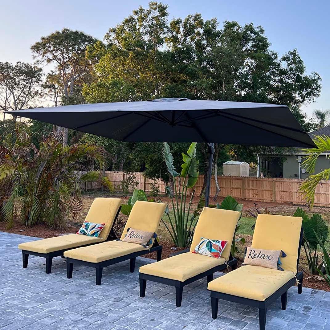 Light Gray Aluminum Cantilever Patio Umbrella with Stand