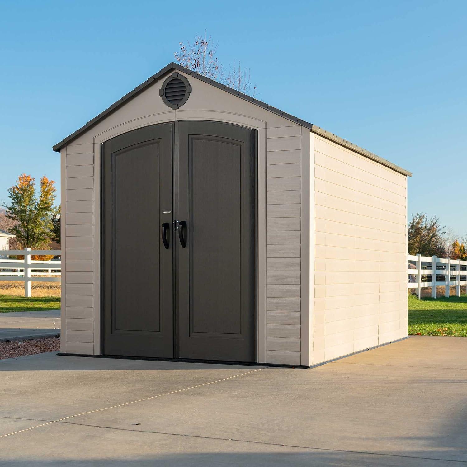 Lifetime Polyethylene Storage Shed, 71.25 sq. ft., 8 ft. x 10 ft. x 8 ft., Tan/Gray (60371)