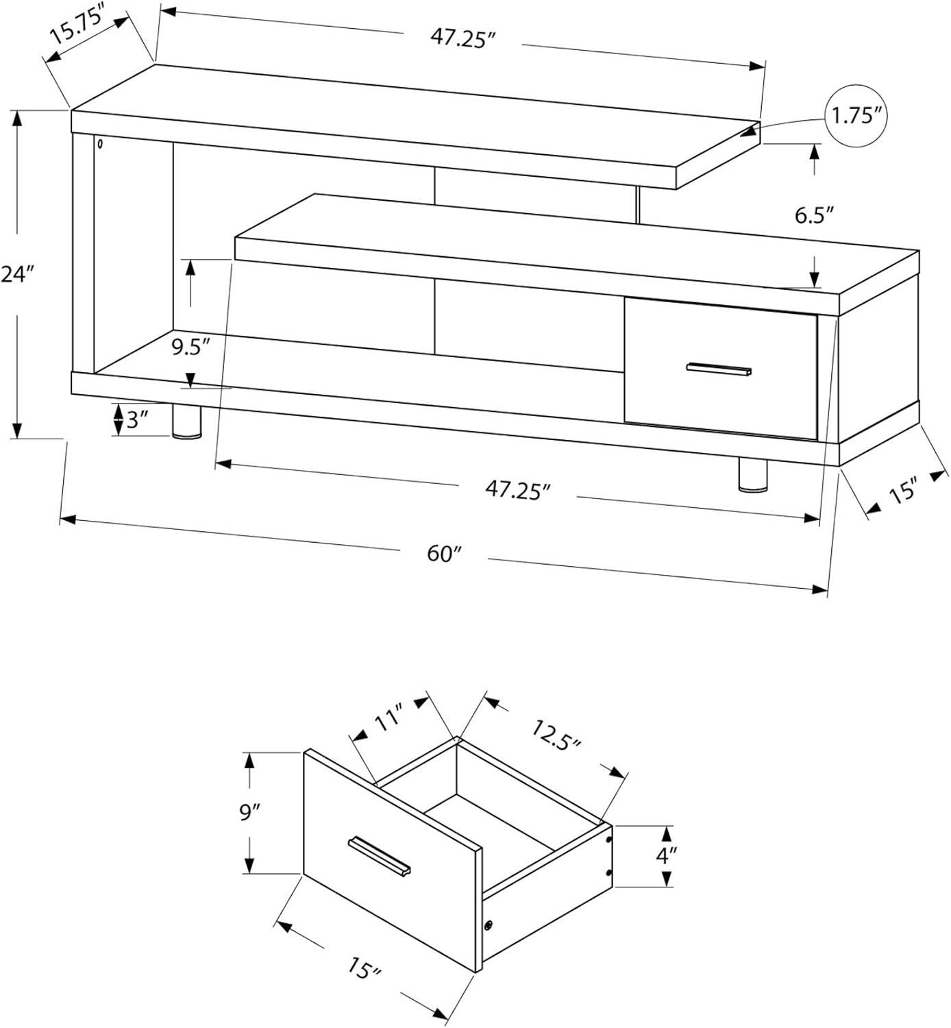 Monarch Specialties Inc. Durable Modern Open Concept Center TV Stand, Cappuccino