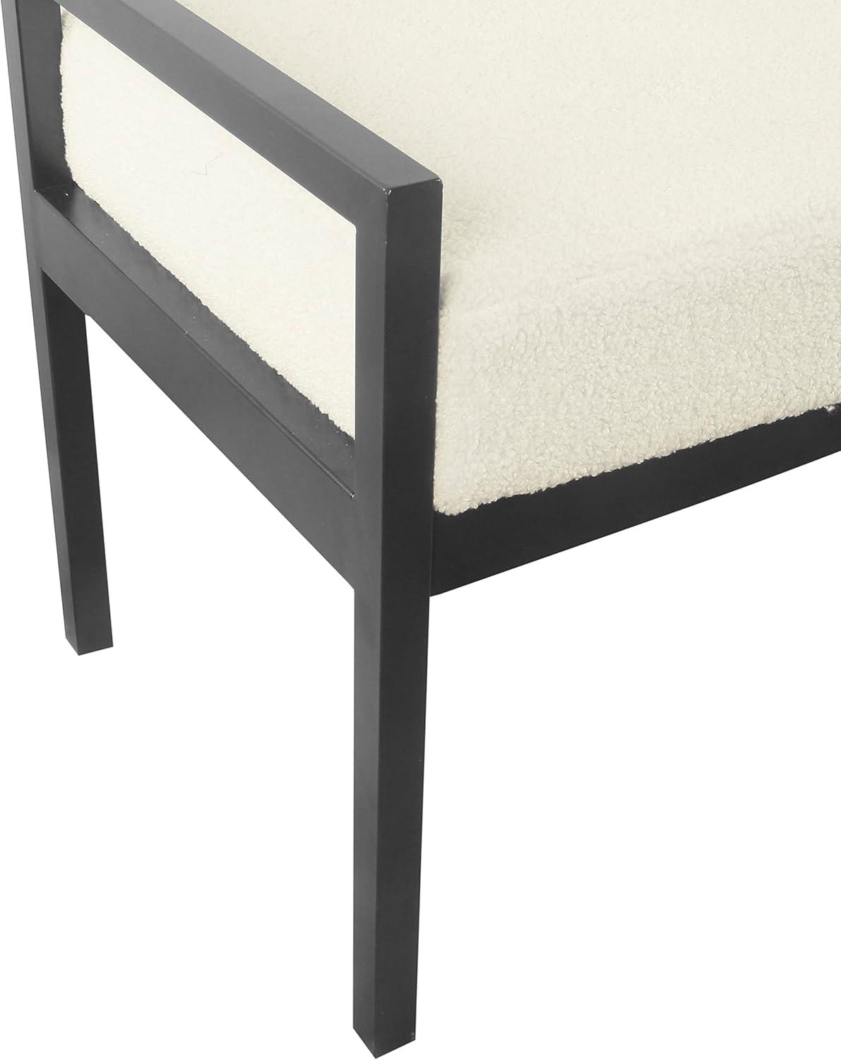 Modern Metal Faux Shearling Bench Cream - HomePop