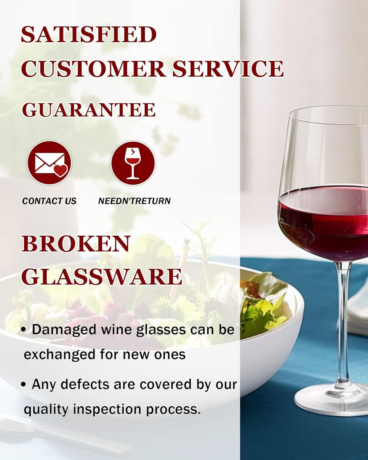 Set Of 4-21 Ounce Hand Blown Italian Style Crystal Burgundy Wine Glasses - Lead-Free Premium Crystal Clear Glass - Gift-Box For Any Occasion