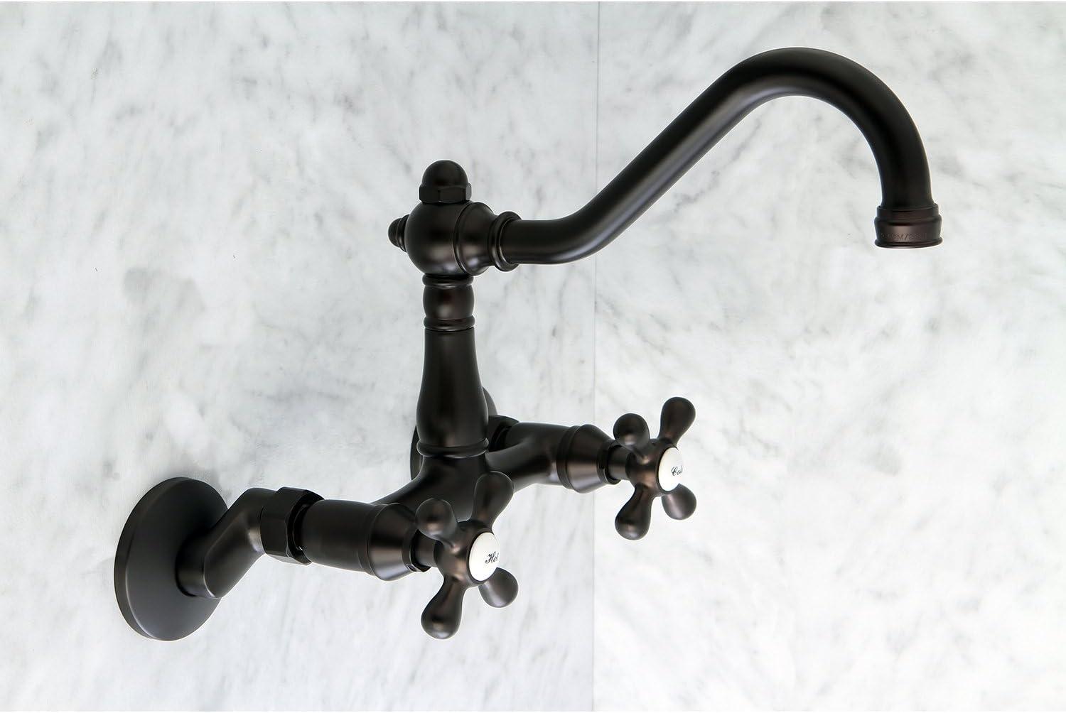 Kingston Brass Vintage Double-Handle 2-Hole Wall-Mount Bridge Kitchen Faucet