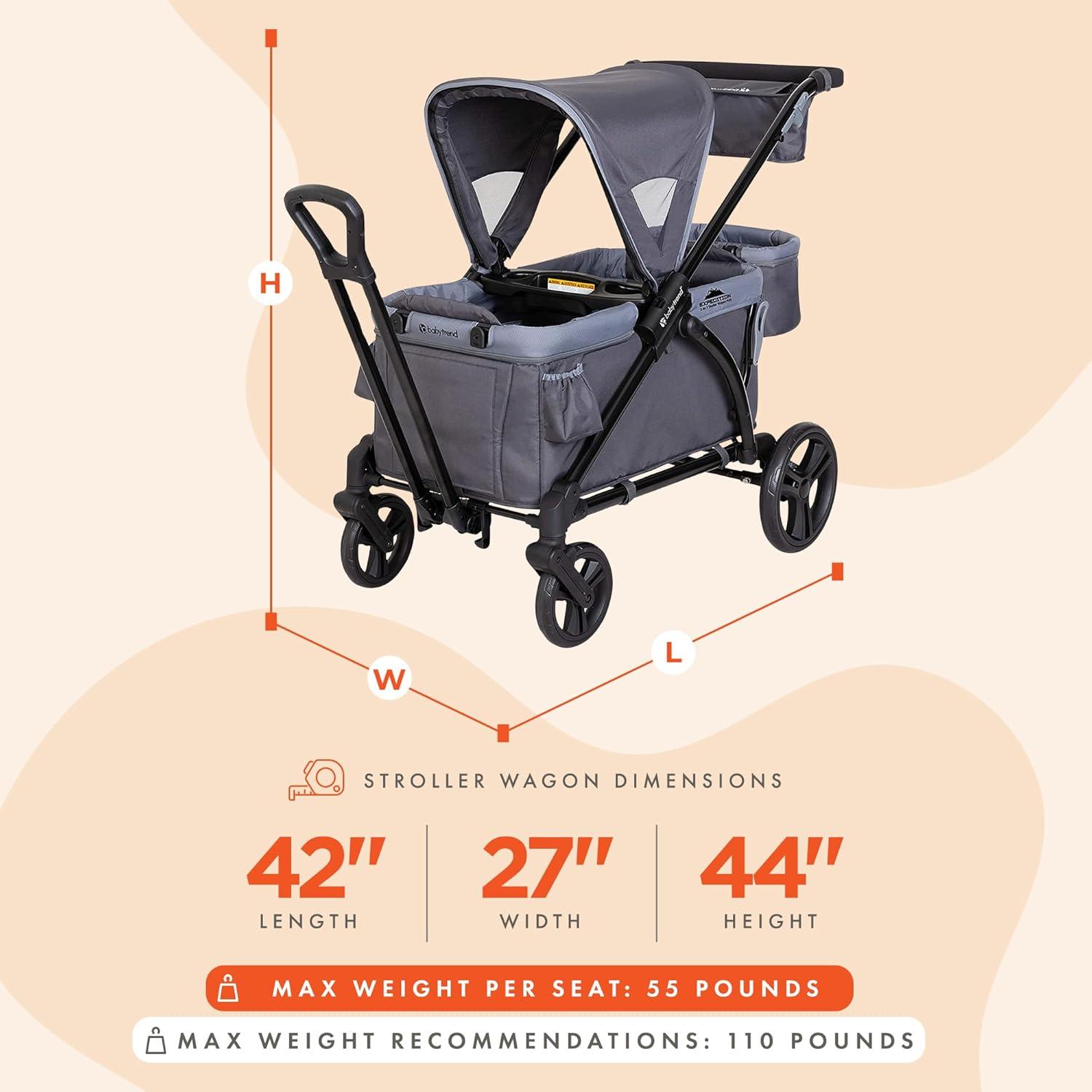 Baby Trend Baby Trend Foldable 4 Wheel Multi-Child Stroller with Storage