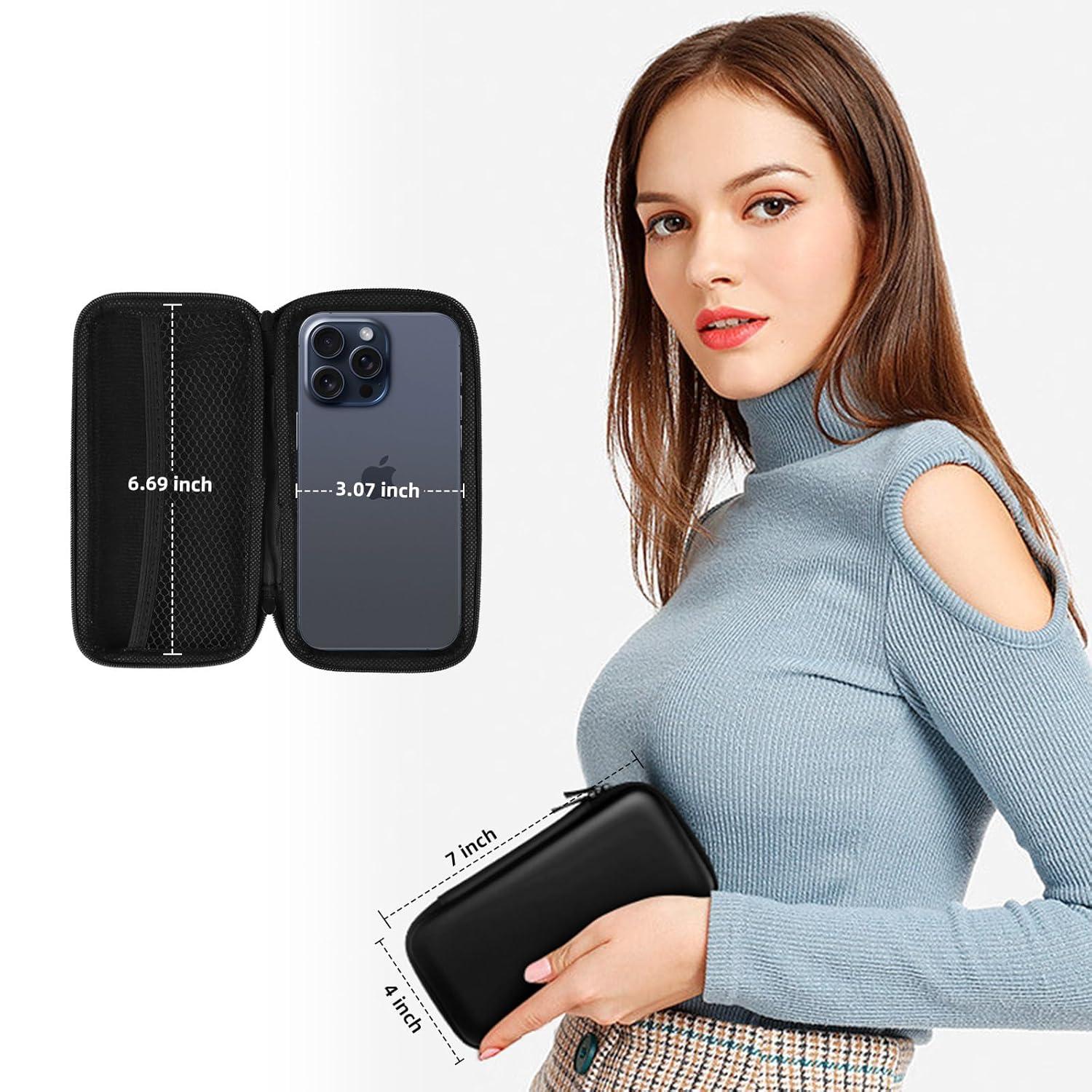 iMangoo Shockproof Travel Essentials Organizer Case, Small Accessories Hard Protective Pouch Electronics Purse for Women Men Zipper Tech Cord Cable Power Bank Charger 6.5x3.2x1 In (Black)