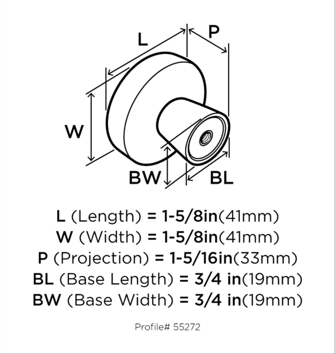 Amerock Blackrock 1-5/8 inch (41mm) Diameter Polished Nickel Cabinet Knob