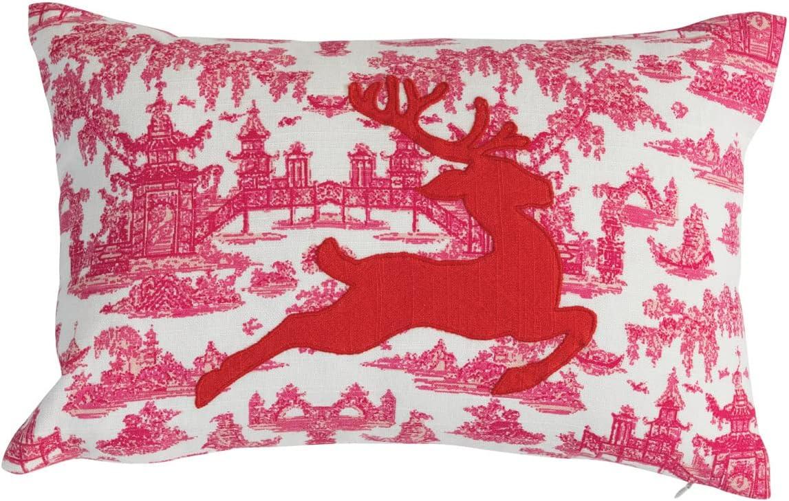 Creative Co-Op Cotton Lumbar Toile Pattern Pillow