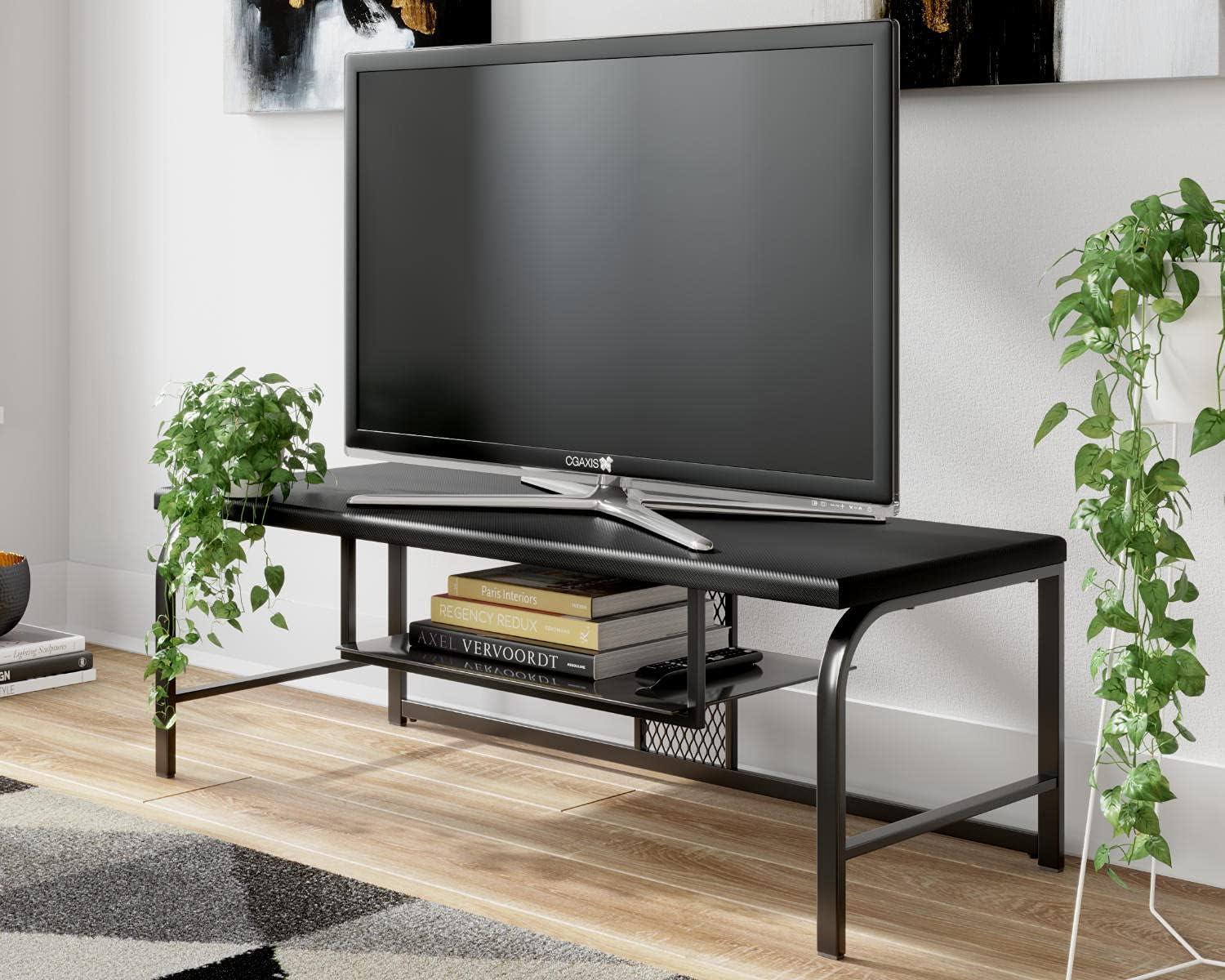 Lynxtyn Black Metal and Glass 48" TV Stand