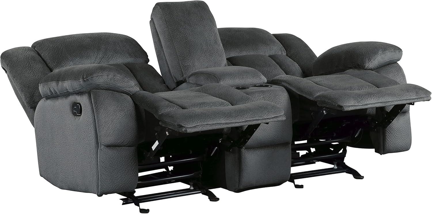 Lexicon Laurelton Microfiber Double Glider Reclining Love Seat in Charcoal